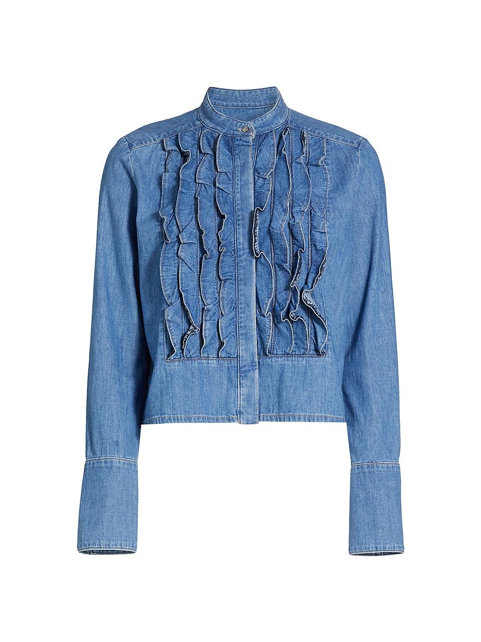 Womens Patti Ruffled Denim Top Product Image