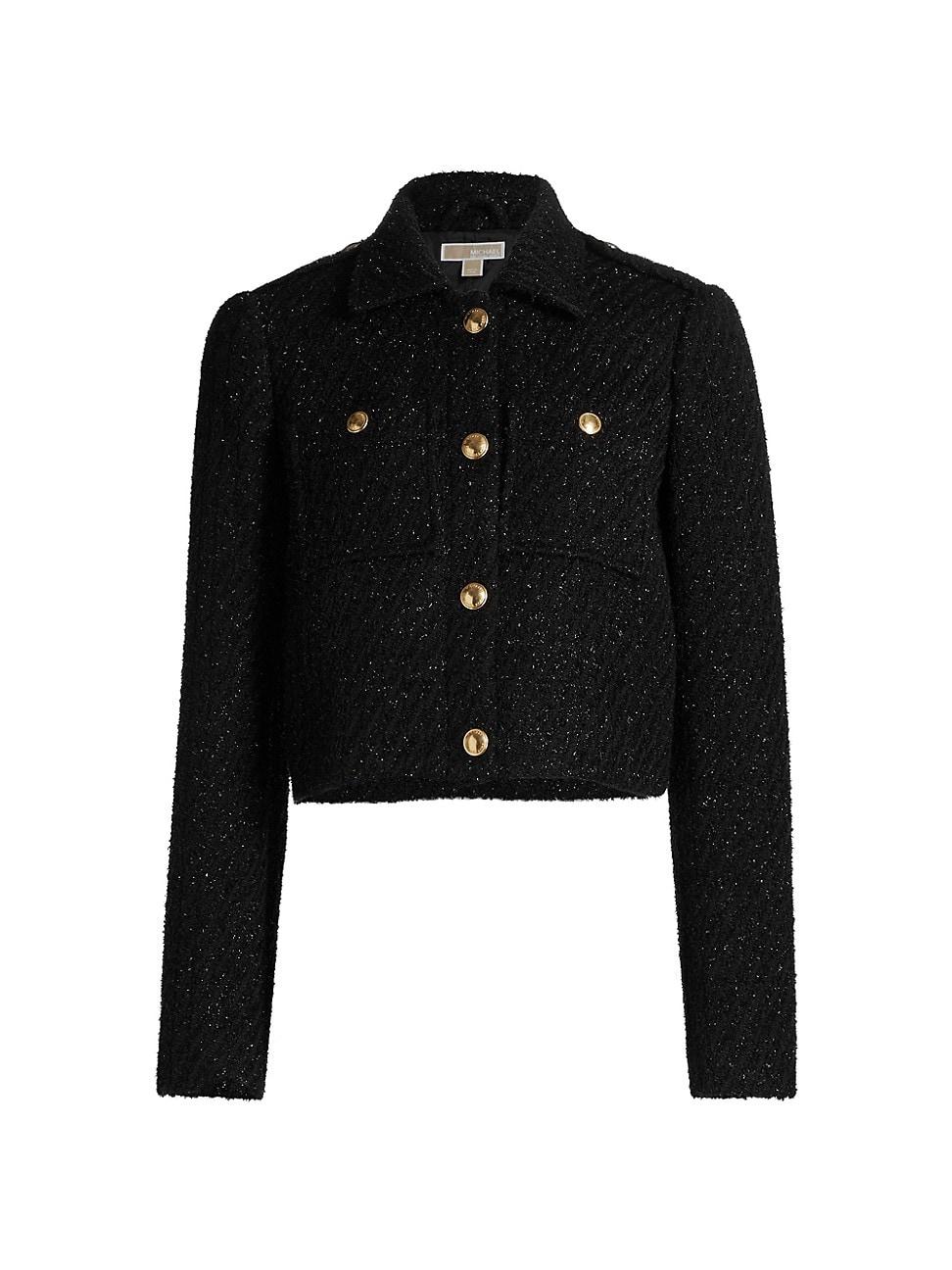 Womens Metallic Tweed Wool Jacket Product Image