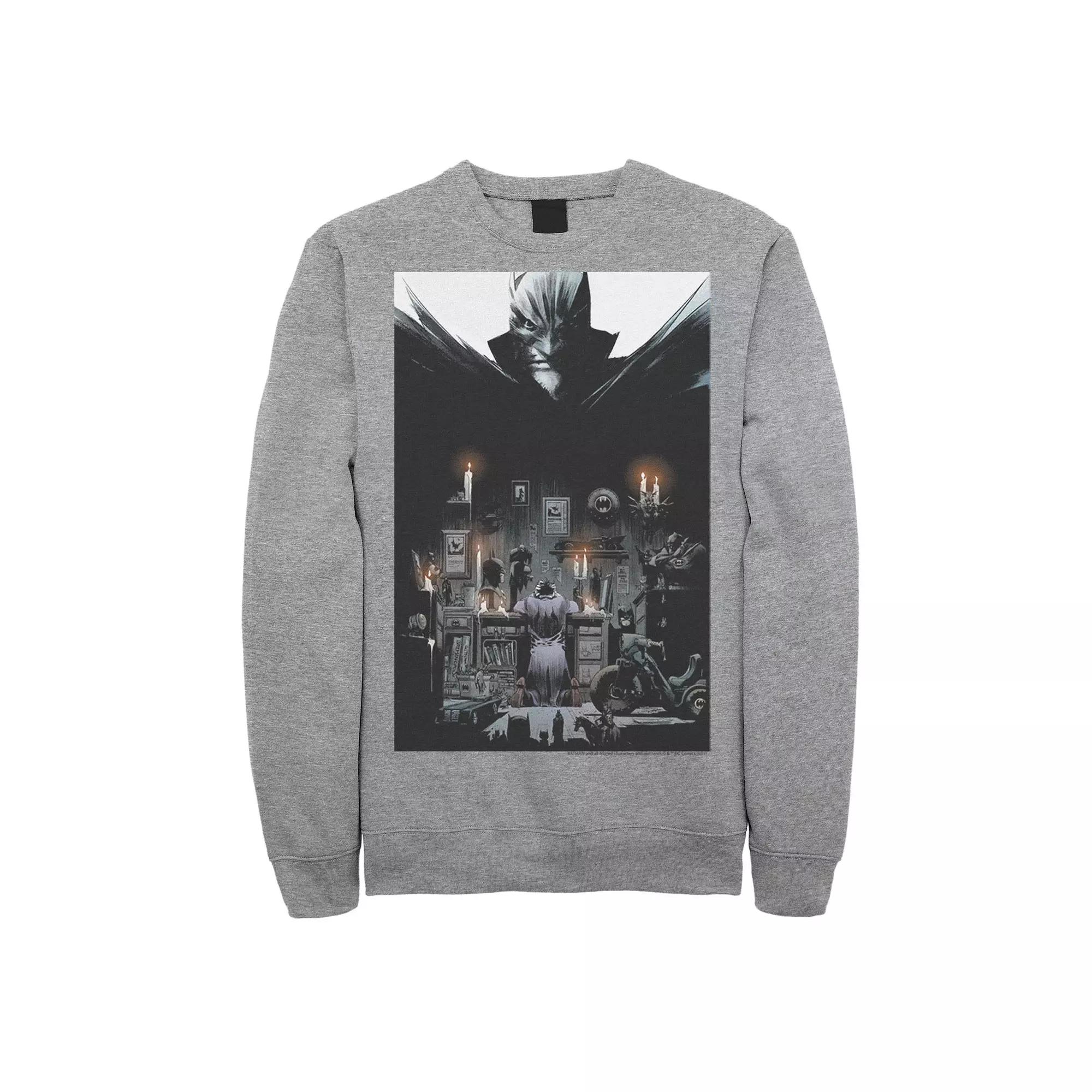Men's Batman Joker's Hideout Poster Sweatshirt, Size: Large, Athletic Grey Product Image