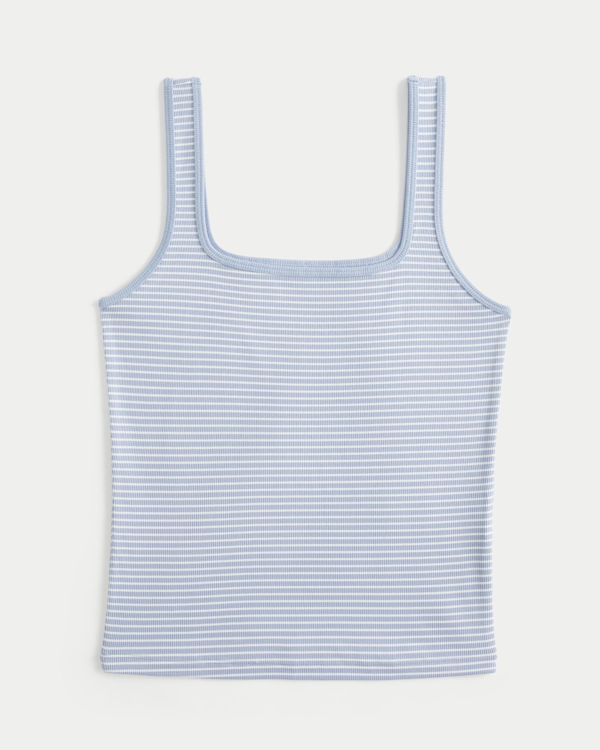 Ribbed Seamless Fabric Square-Neck Tank Product Image