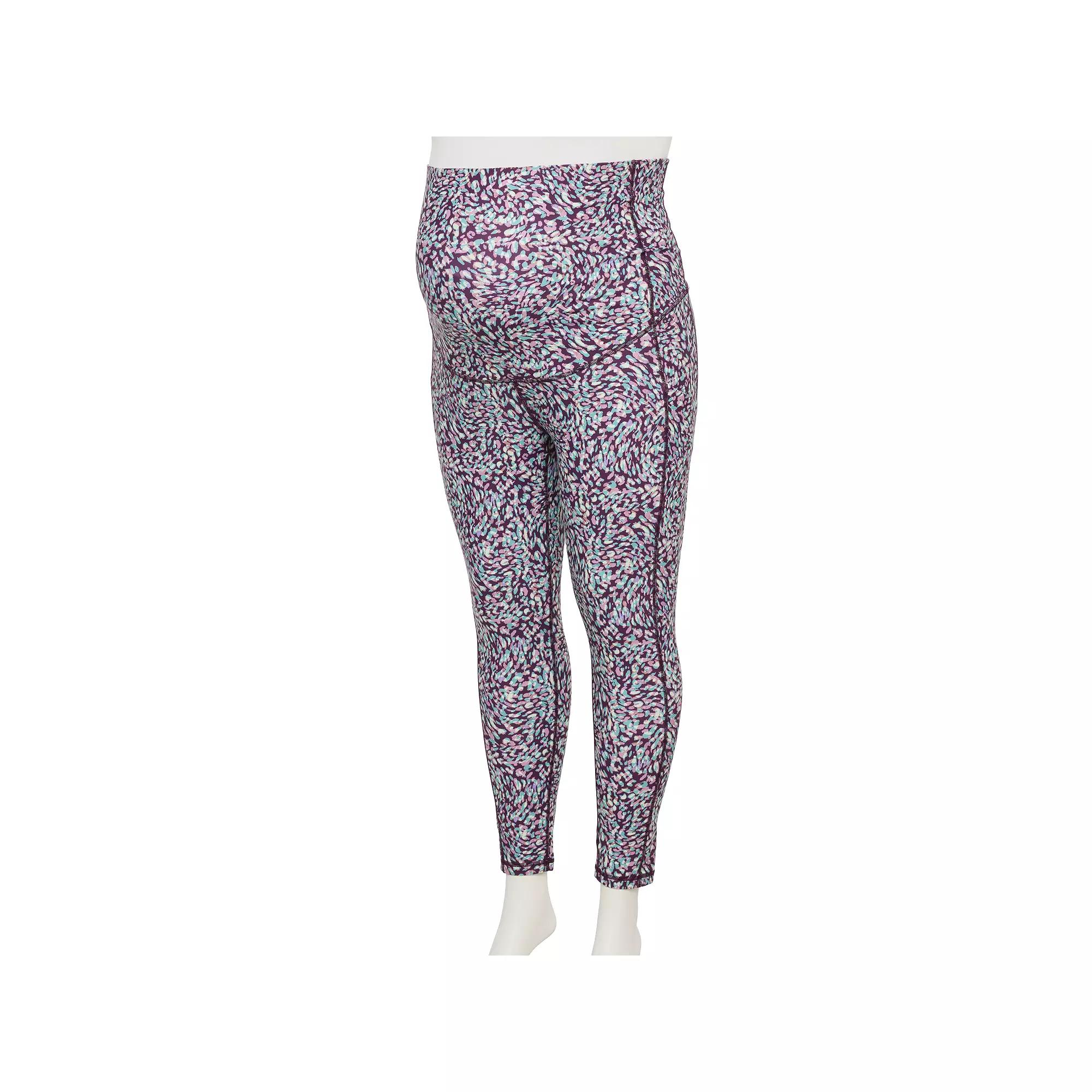 Plus Size Maternity Tek Gear® Ultrastretch 7/8th Leggings, Women's, Size: 3XL, Purple Spotted Product Image