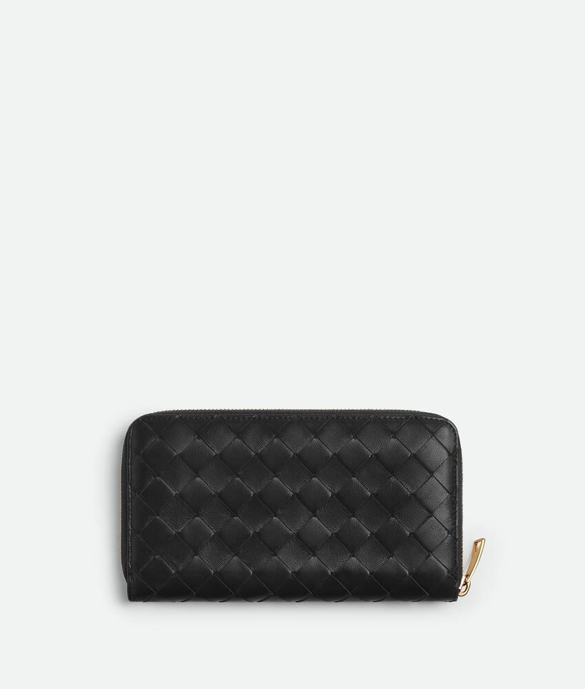 Women's Intrecciato Zip Around Wallet in Black Product Image
