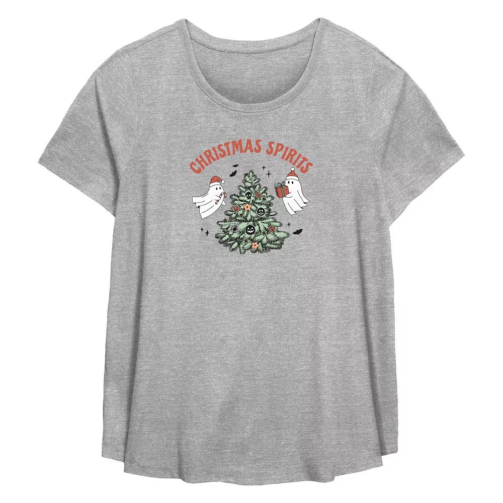 Plus Size Christmas Spirits Flowy Graphic Tee, Women's, Size: 4XL, Grey Gray Product Image