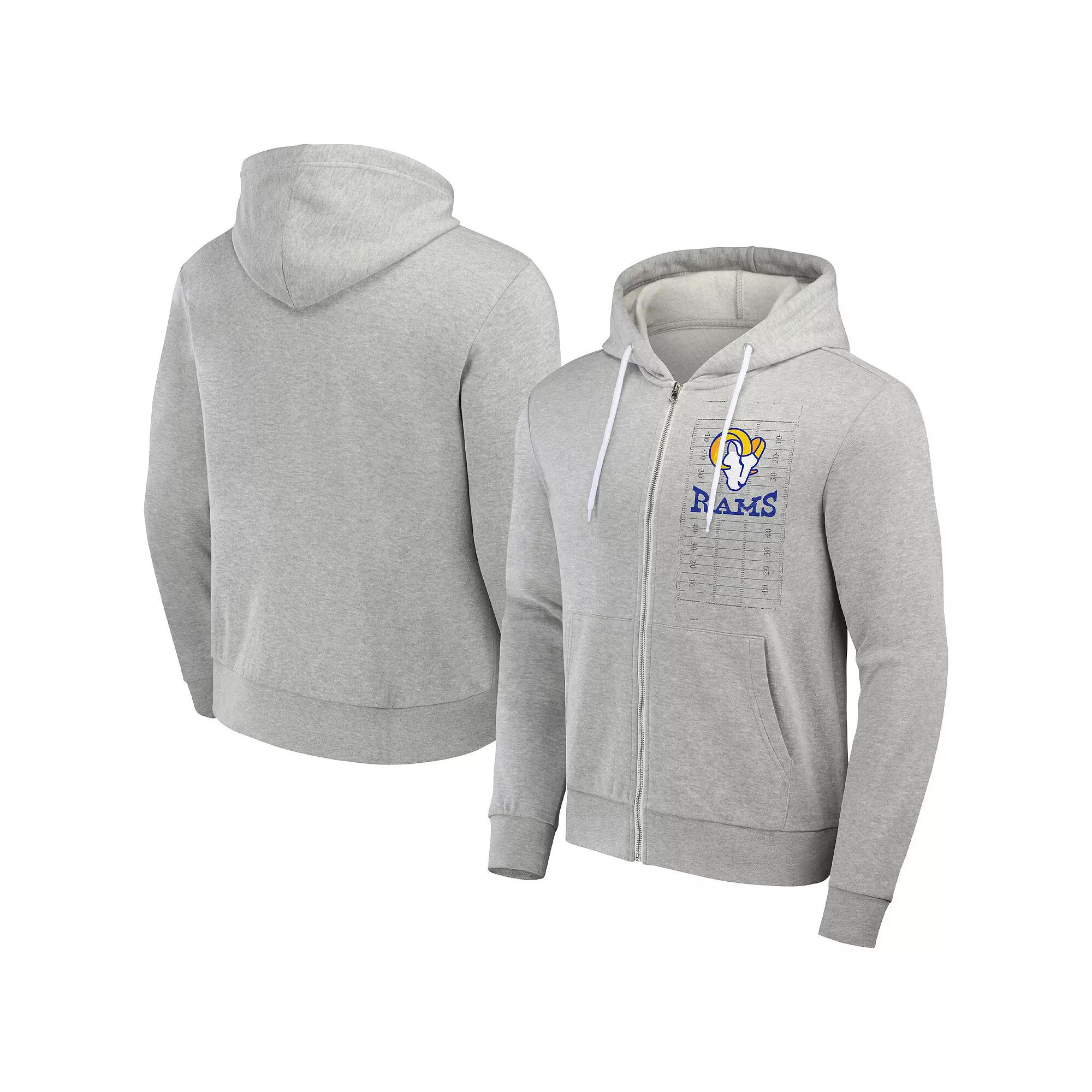 Men's NFL x Darius Rucker Collection by Fanatics Heather Gray Los Angeles Rams Domestic Full-Zip Hoodie,  Product Image