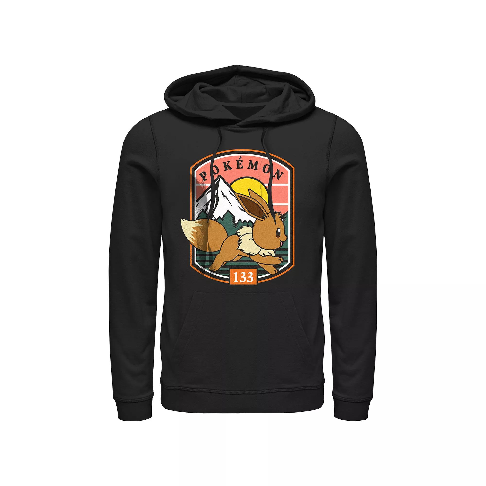 Men's Pokemon Eevee Running Stamp Graphic Hoodie, Size: Small, Black Product Image