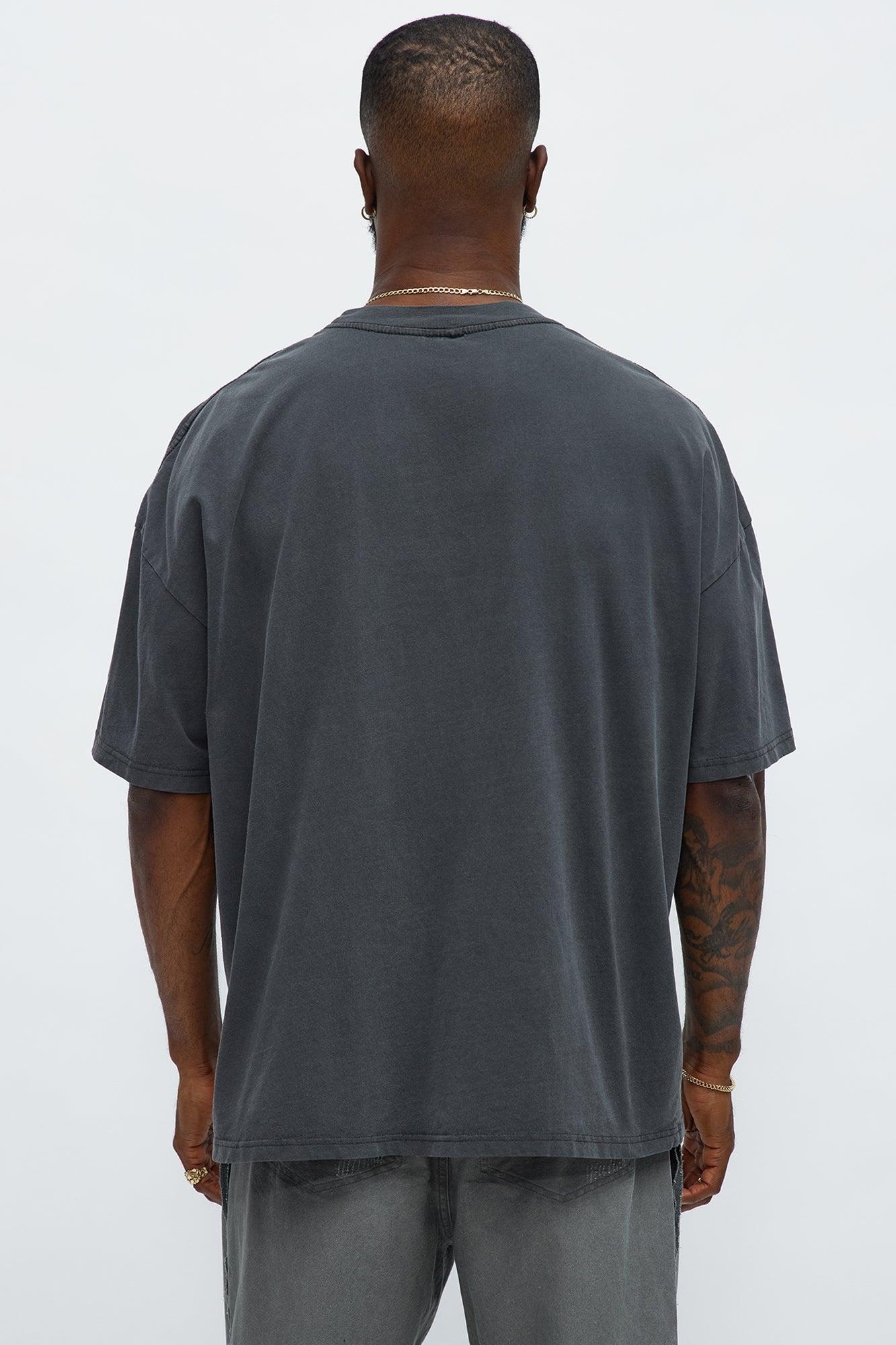 Fear Builds Real Strength Oversized Short Sleeve Tee - Black Wash Product Image