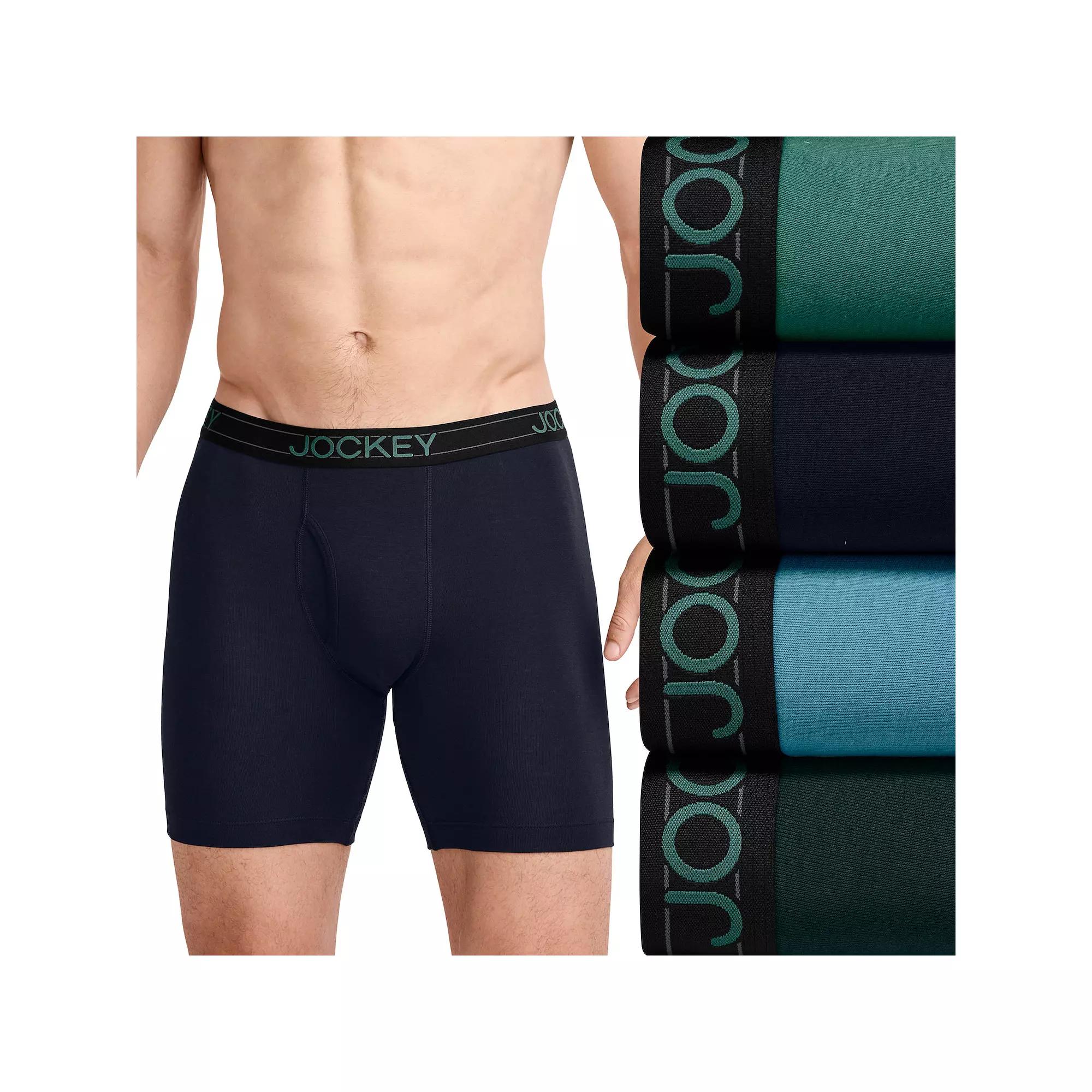 Men's Jockey® 4-Pack Lightweight Cotton Blend 7" Long Leg Boxer Brief,  Product Image