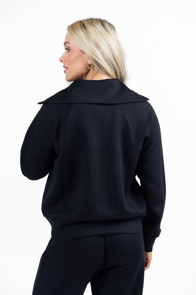 Let's Just Stay Black Quarter Zip Knit Pullover FINAL SALE Product Image