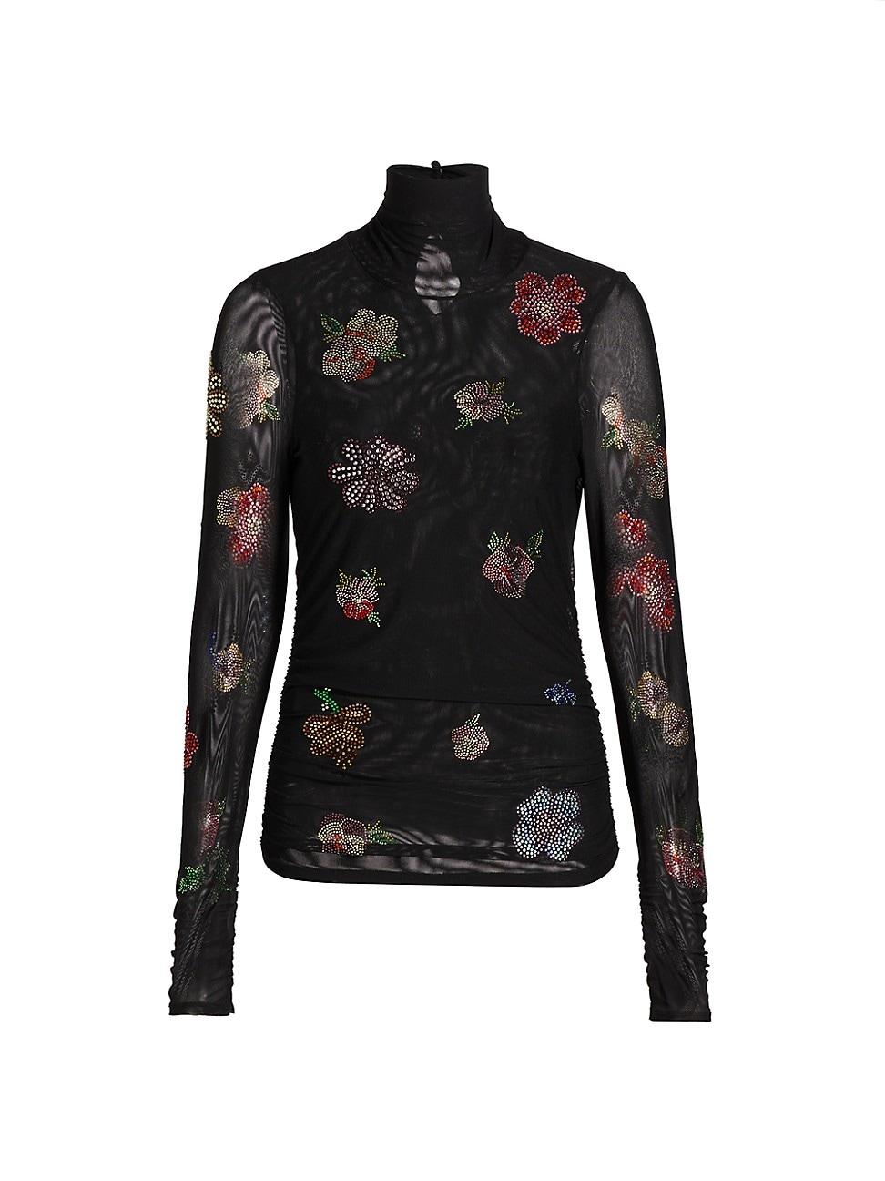 Womens Pansy Garden Mesh Turtleneck Top Product Image