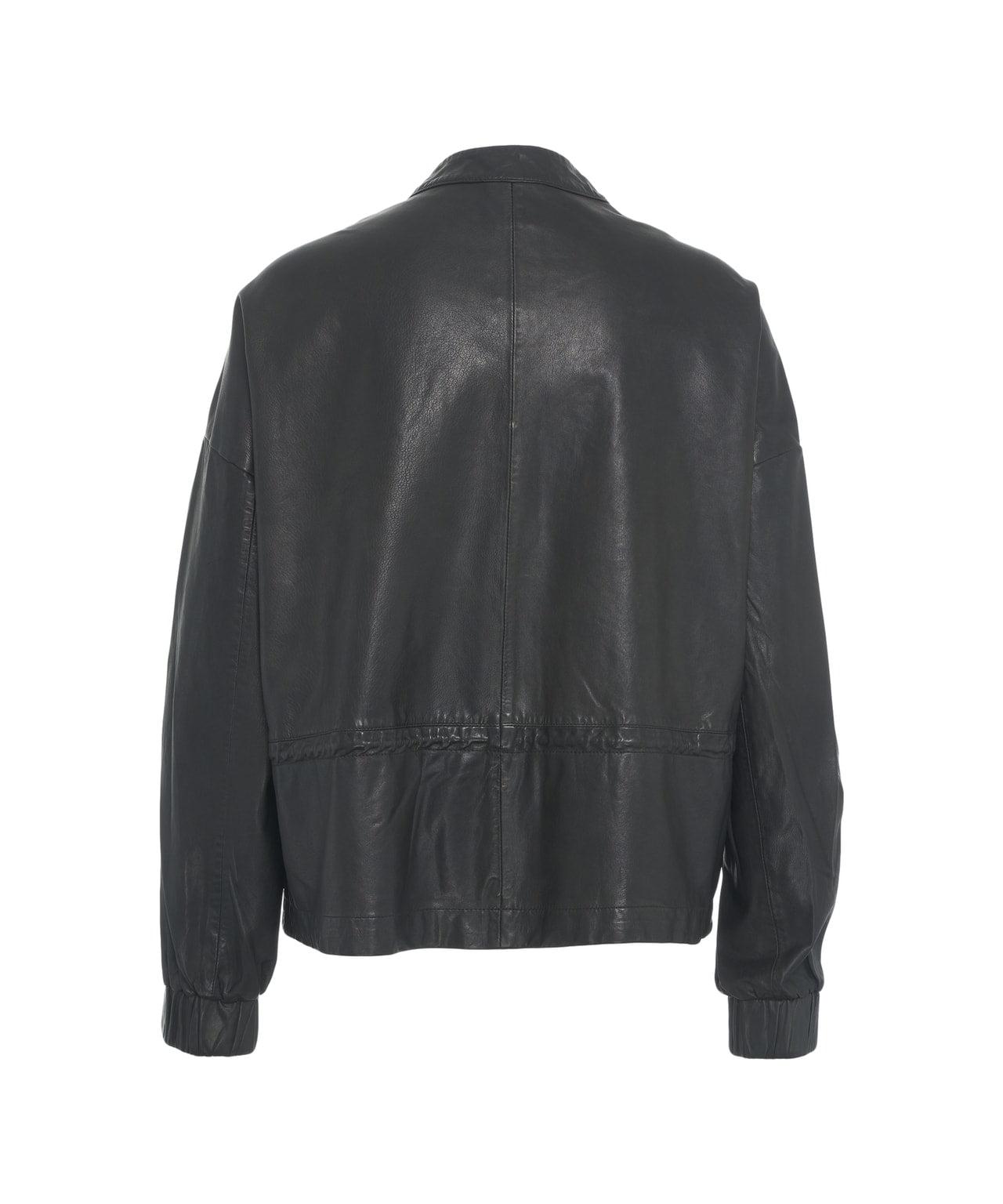 Leather jacket with drawstring Product Image