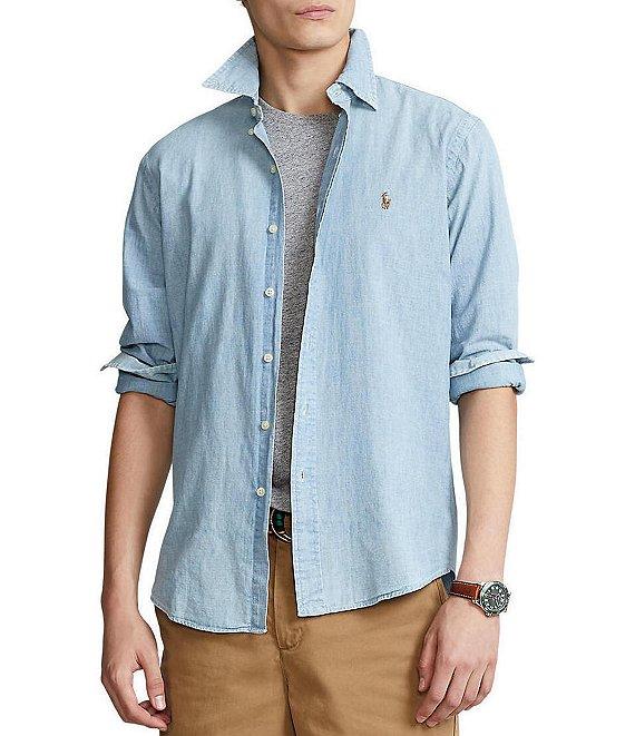 Polo Ralph Lauren Classic-Fit Button-Front Solid Chambray Shirt Product Image