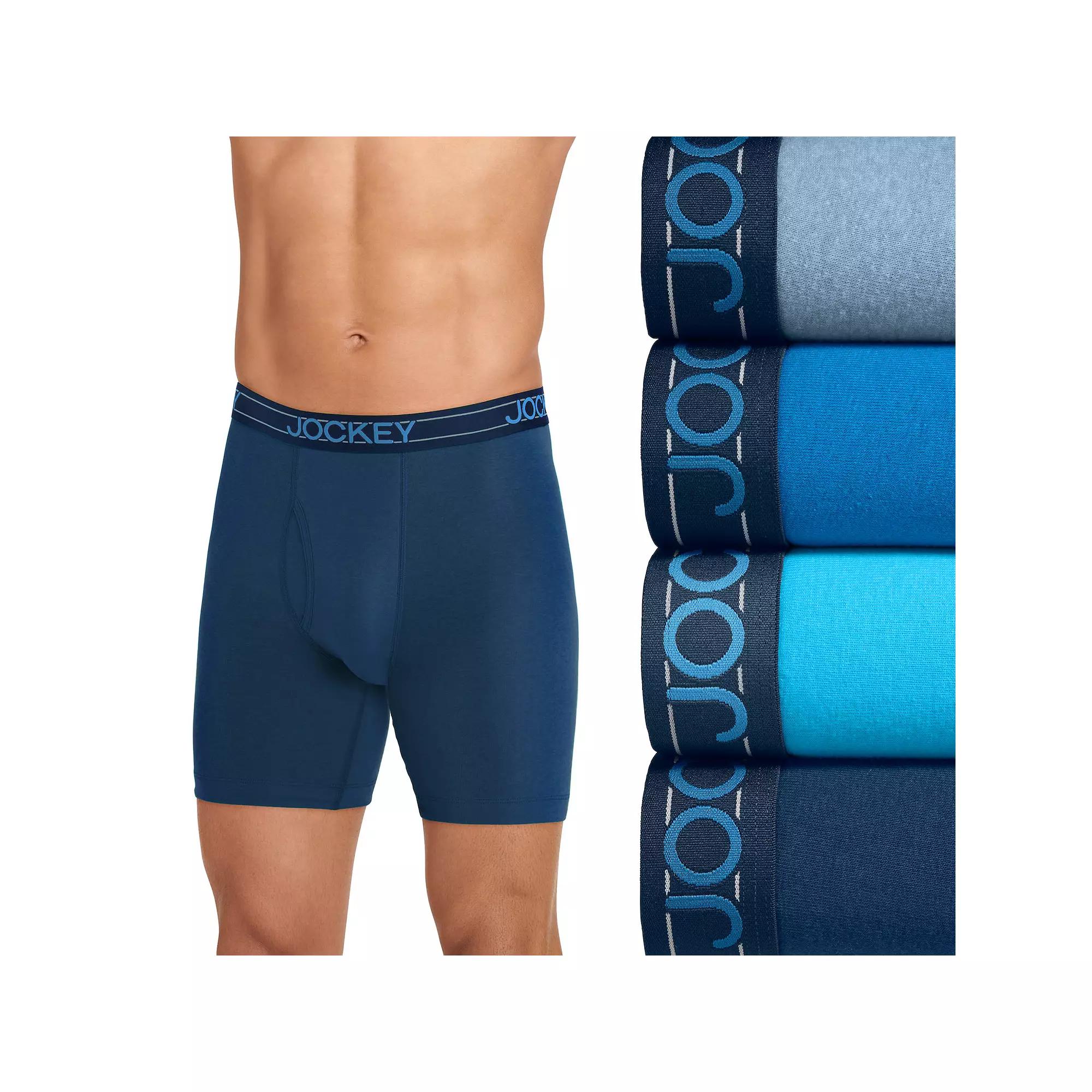 Men's Jockey® 4-Pack Lightweight Cotton Blend 7" Long Leg Boxer Brief,  Product Image