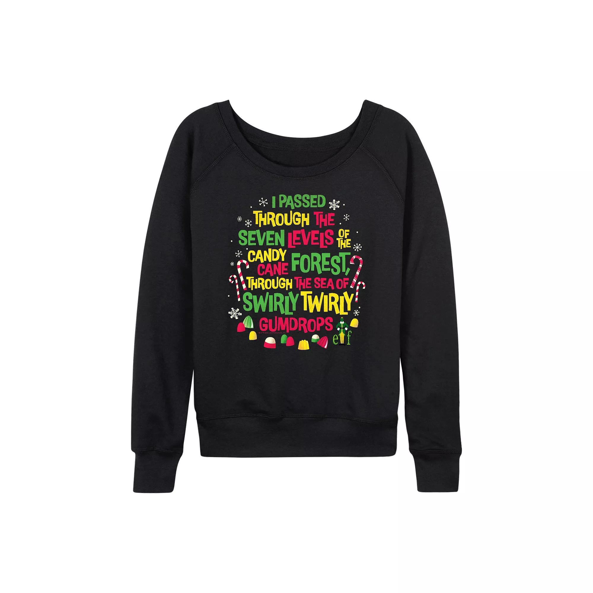 Women's Elf Candy Cane Forest Tee French Terry Long Sleeve Tee,  Product Image