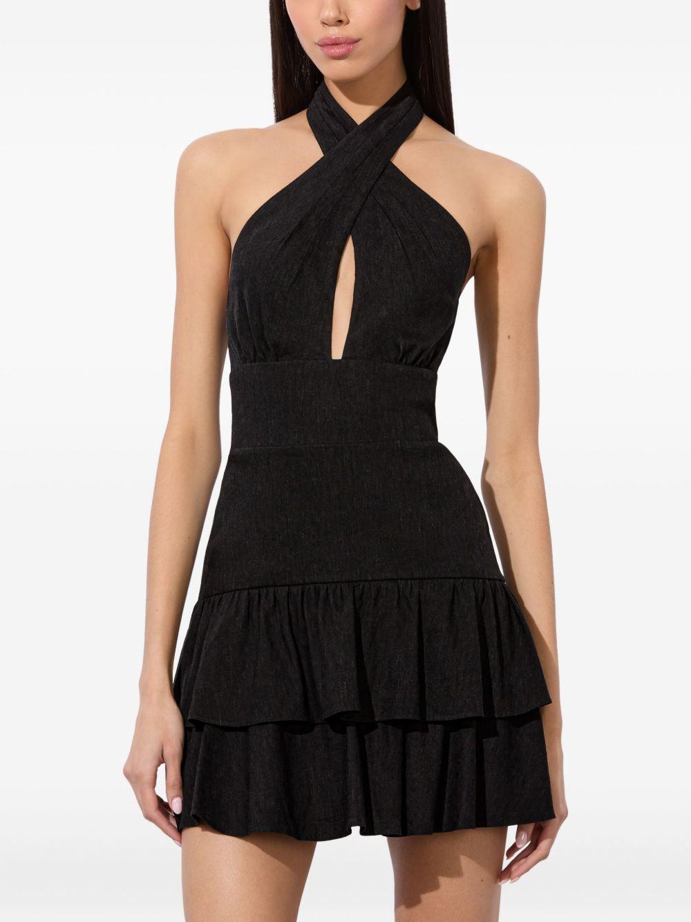 Evelina halterneck ruffled mini dress Product Image