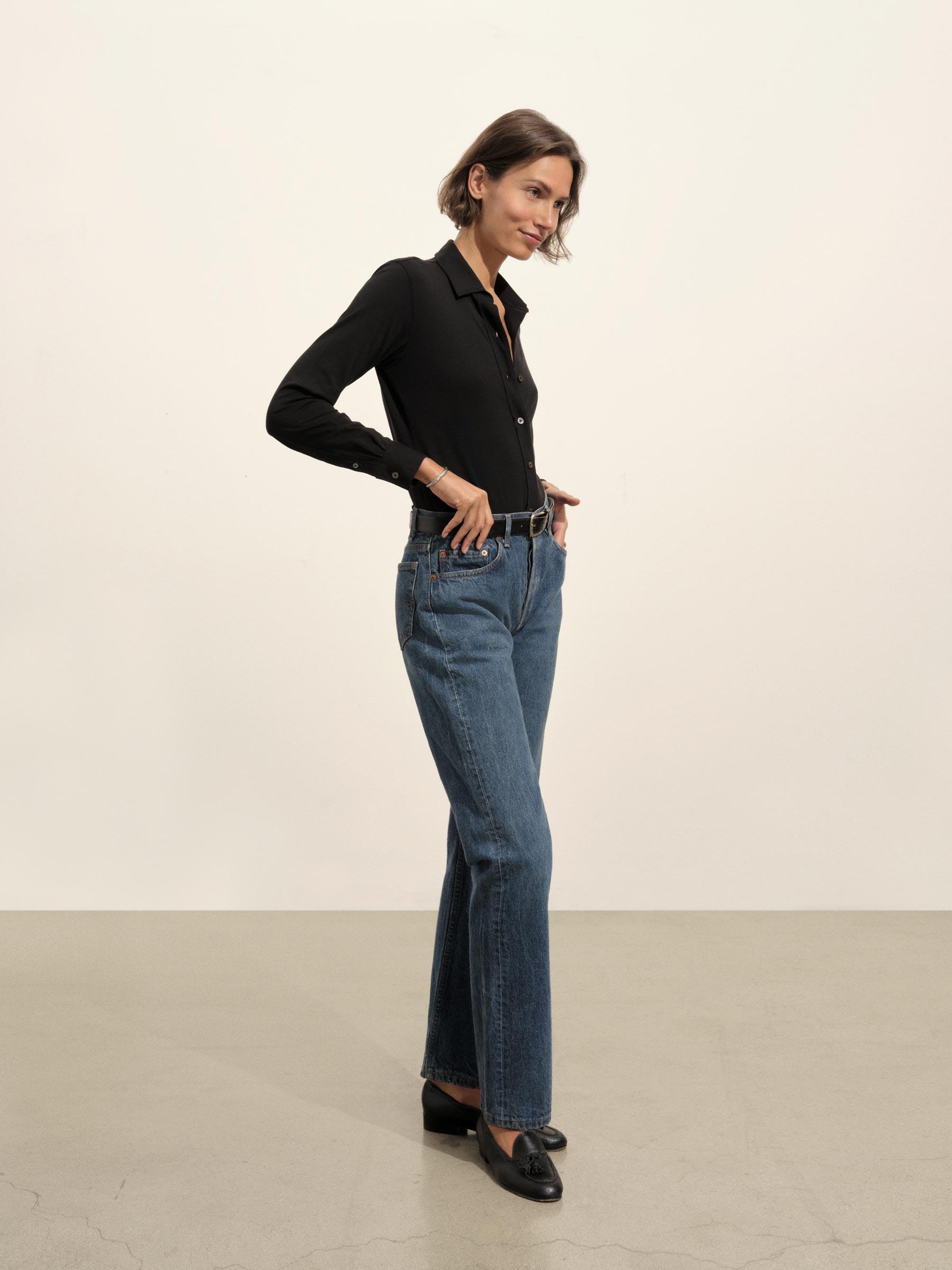 Black Fluid Jersey Bungalow Shirt Product Image