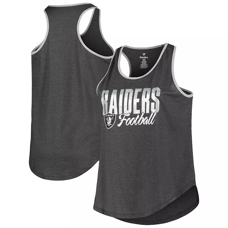 Women's Fanatics Heather Black Las Vegas Raiders Plus Size Fuel Tank Top, Size: 4XL, Lvr Charco Product Image