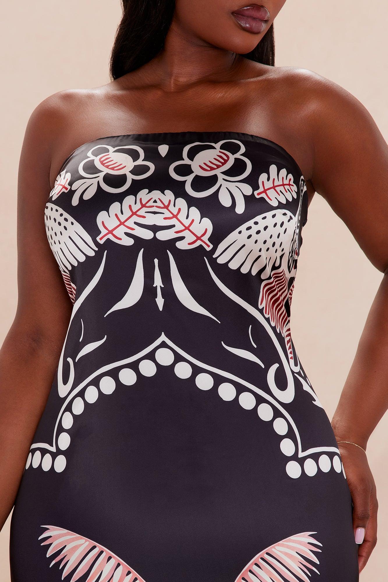 Azura Satin Maxi Dress - Black/combo Female Product Image