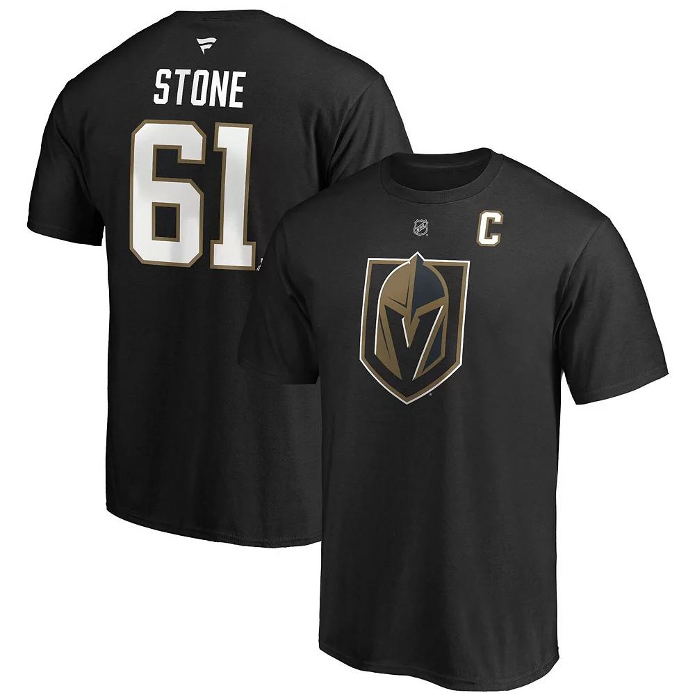 Men's Fanatics Branded Mark Stone Black Vegas Golden Knights Authentic Stack Player Name & Number Captain Patch T-Shirt,  Product Image