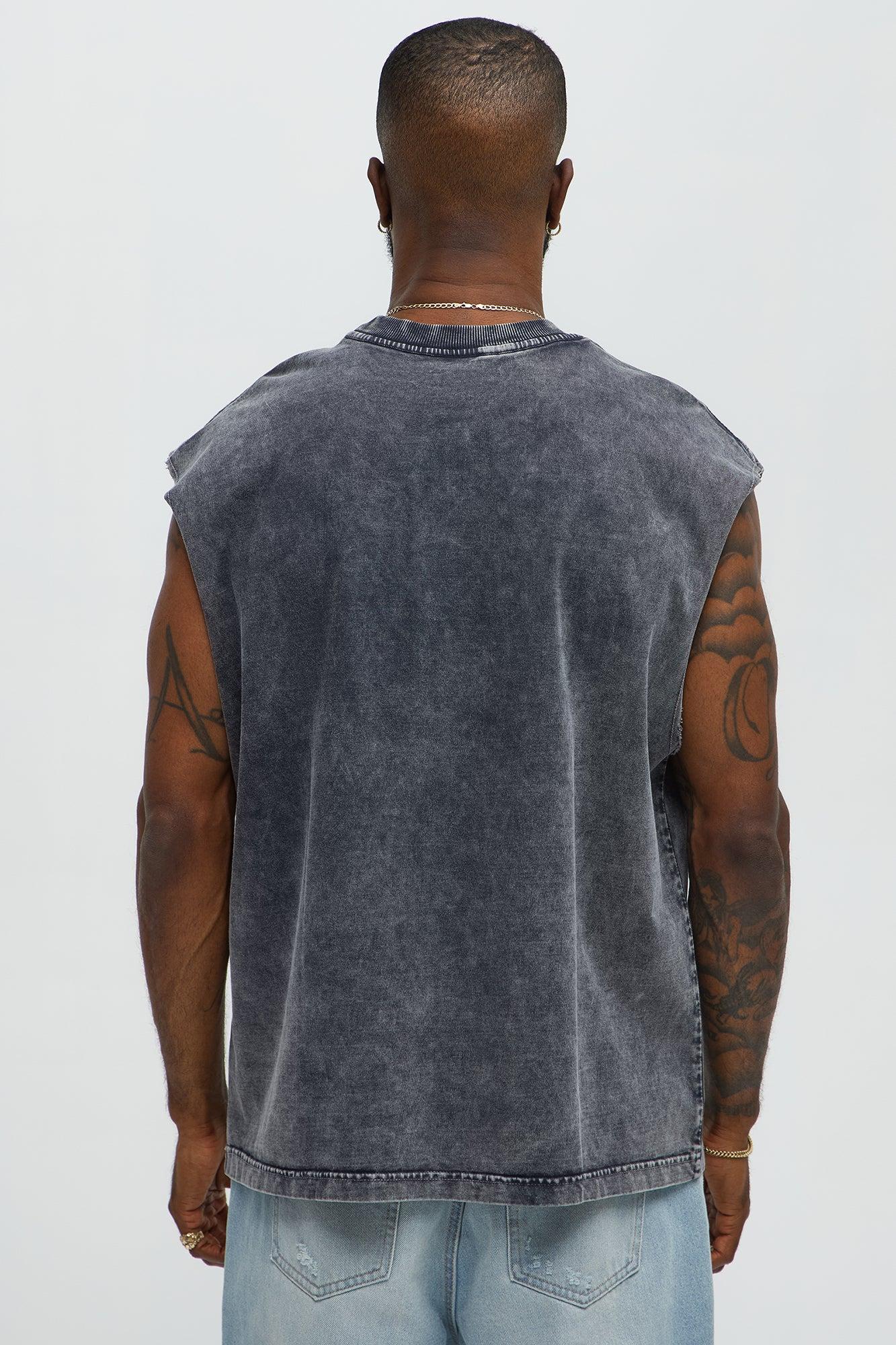 Relaxed Vintage Wash Heavyweight Muscle Tee - Black Wash Male Product Image