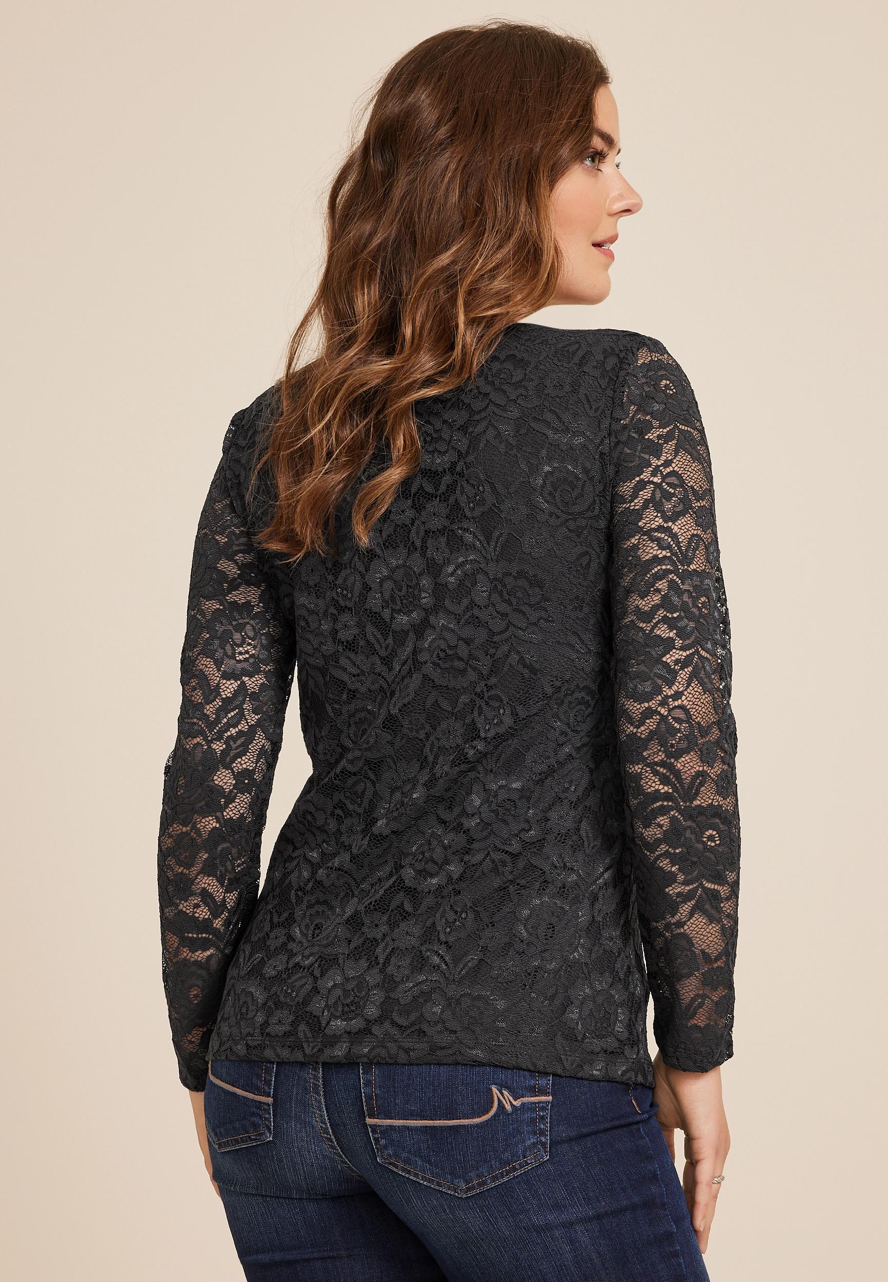 Floral Lace V Neck Blouse Product Image