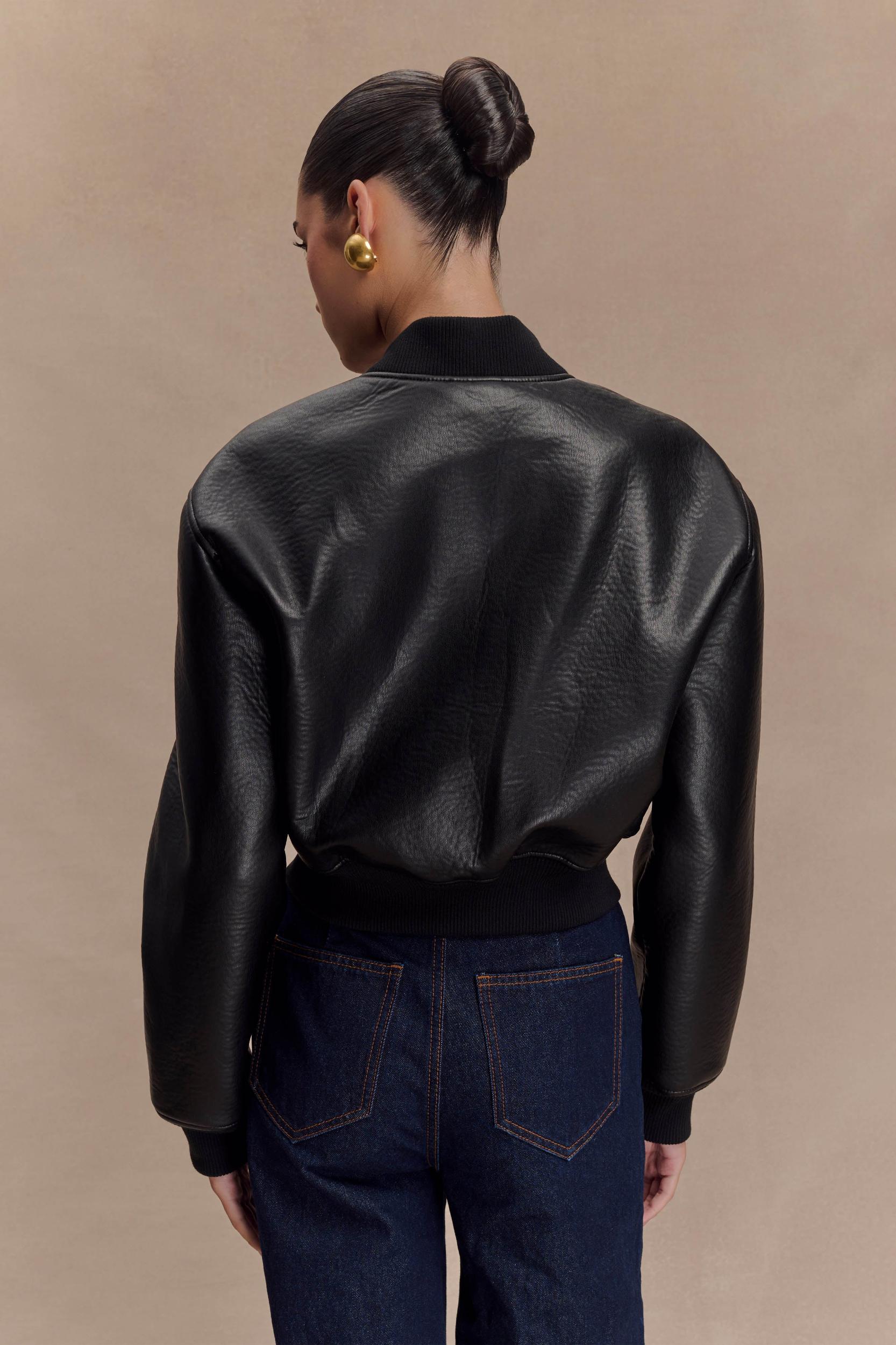 Codi Faux Leather Bomber Jacket - Black Product Image