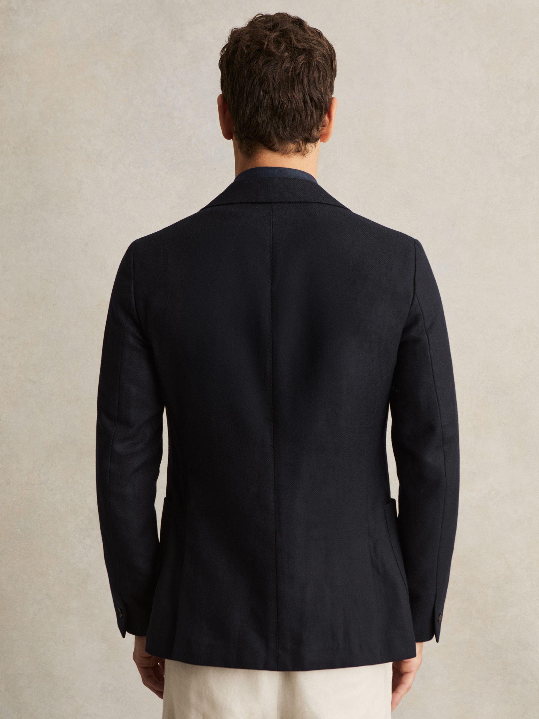 Wool-Blend Single-Breasted Blazer Slim-Fit in Navy Product Image