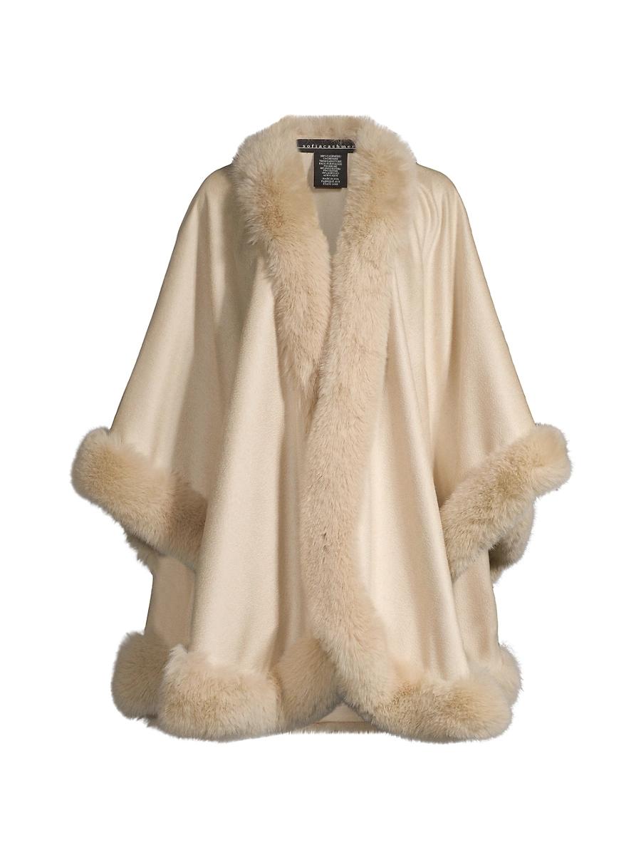 Womens Faux Fur & Cashmere U-Cape Product Image