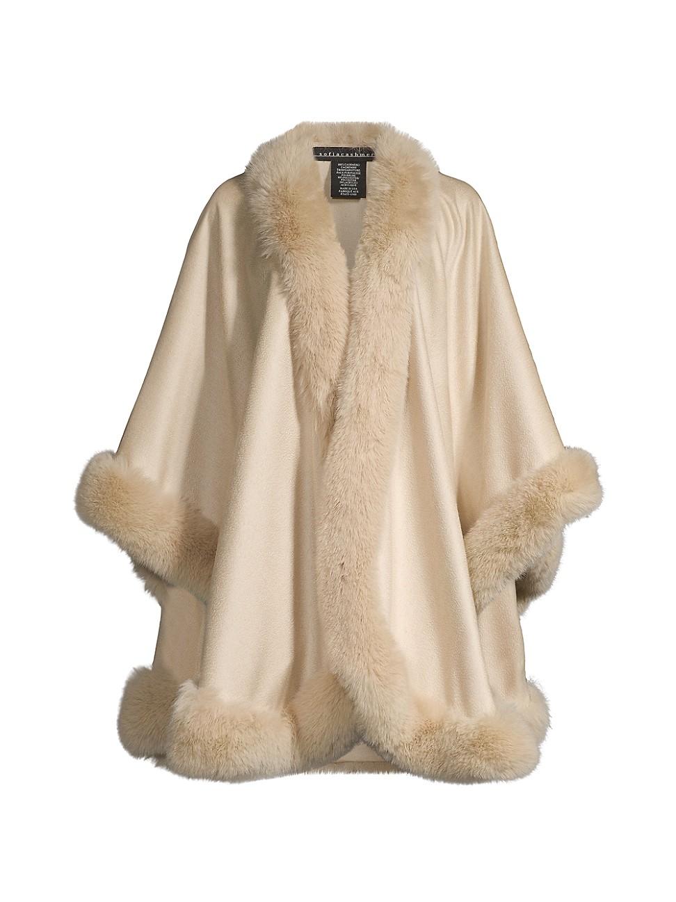 Womens Faux Fur & Cashmere U-Cape Product Image