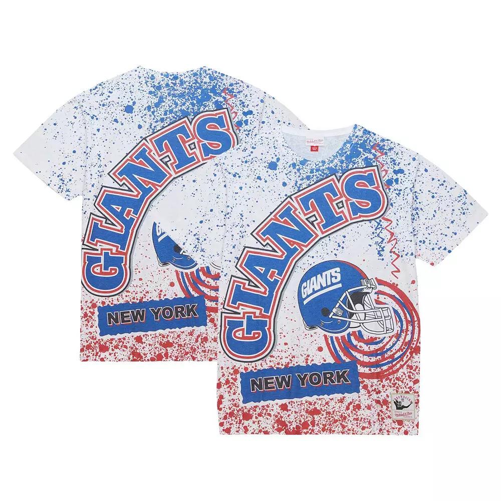 Men's Mitchell & Ness White New York Giants Big & Tall Allover Print T-Shirt, Size: XLT Product Image