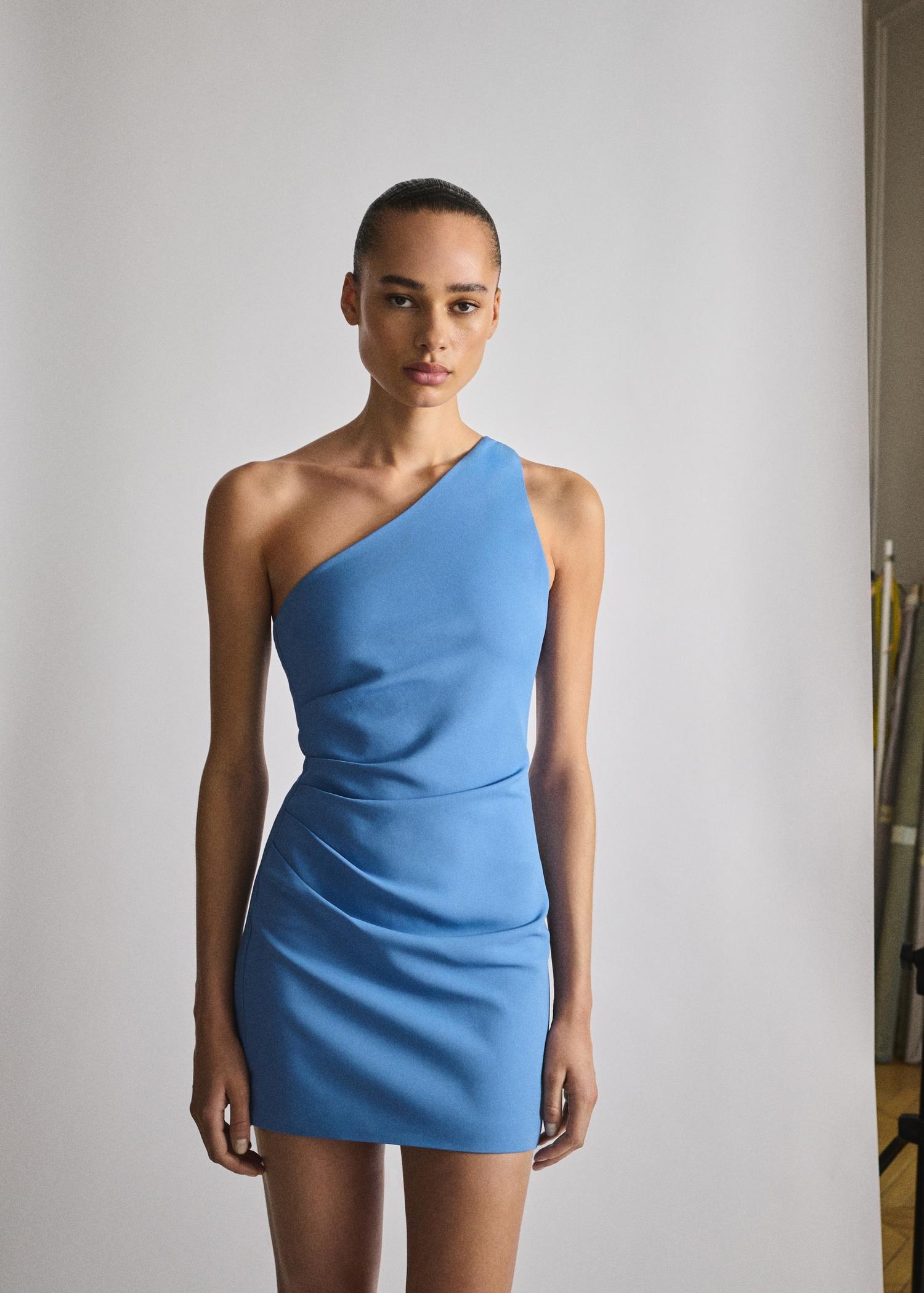 Draped satin dress with bow detail - Women | MANGO USA Product Image