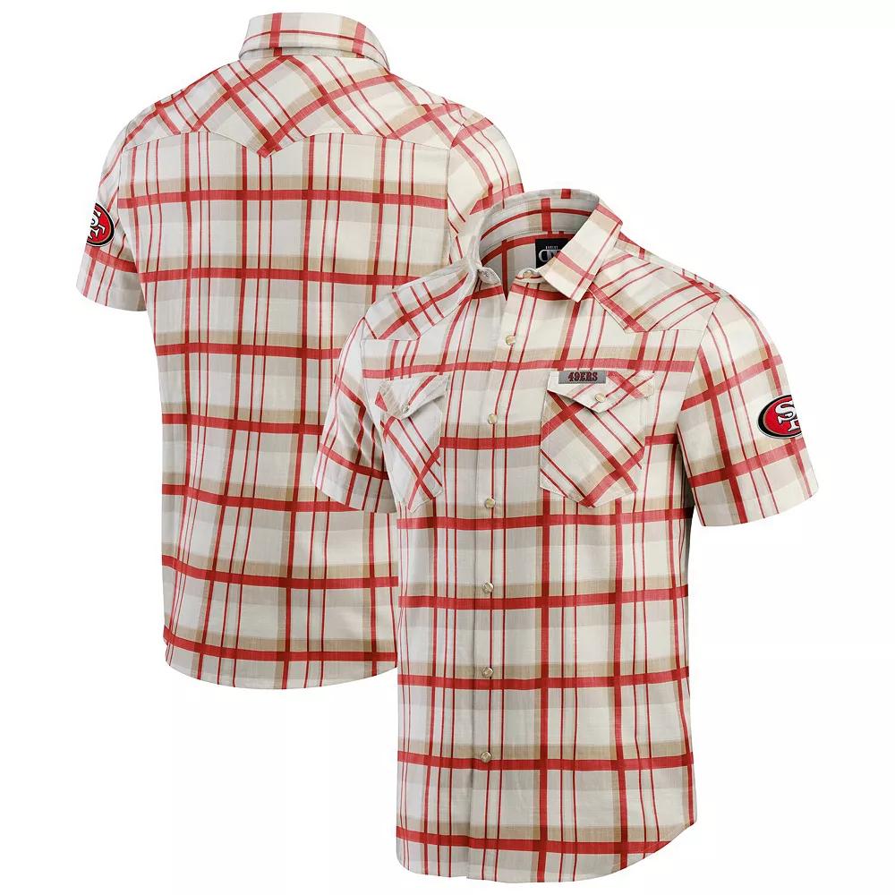 Men's Darius Rucker Collection by Fanatics Scarlet San Francisco 49ers Plaid Full-Snap Shirt, Size: Small, Red Product Image