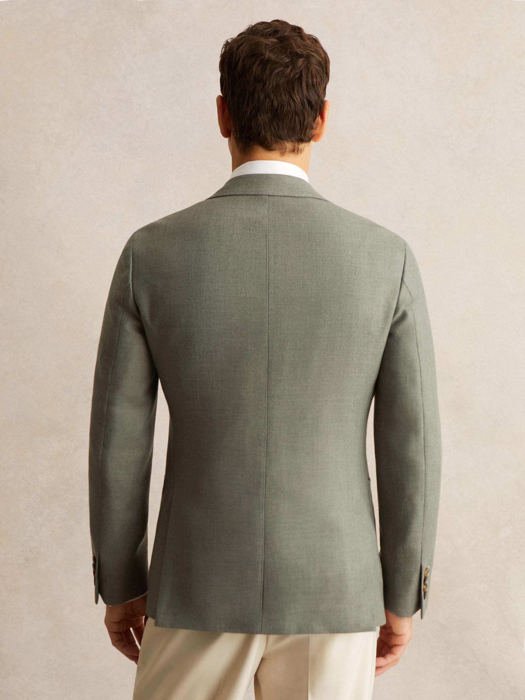 Wool-Blend Single-Breasted Blazer Slim-Fit in Sage Green Product Image