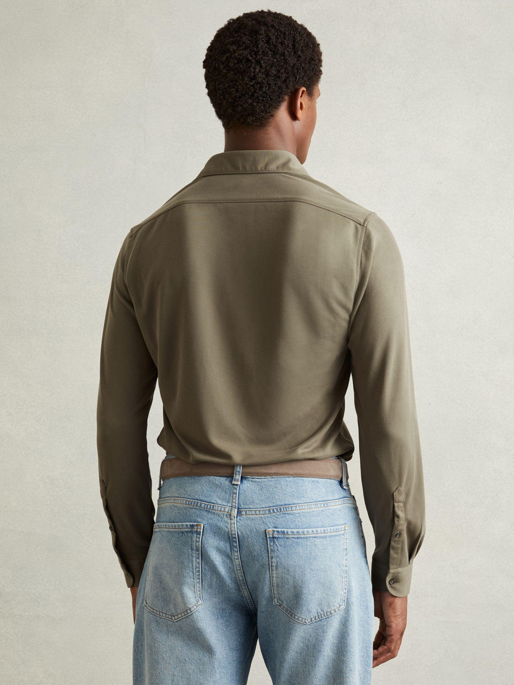 Modal Blend Cutaway Collar Shirt in Khaki Product Image