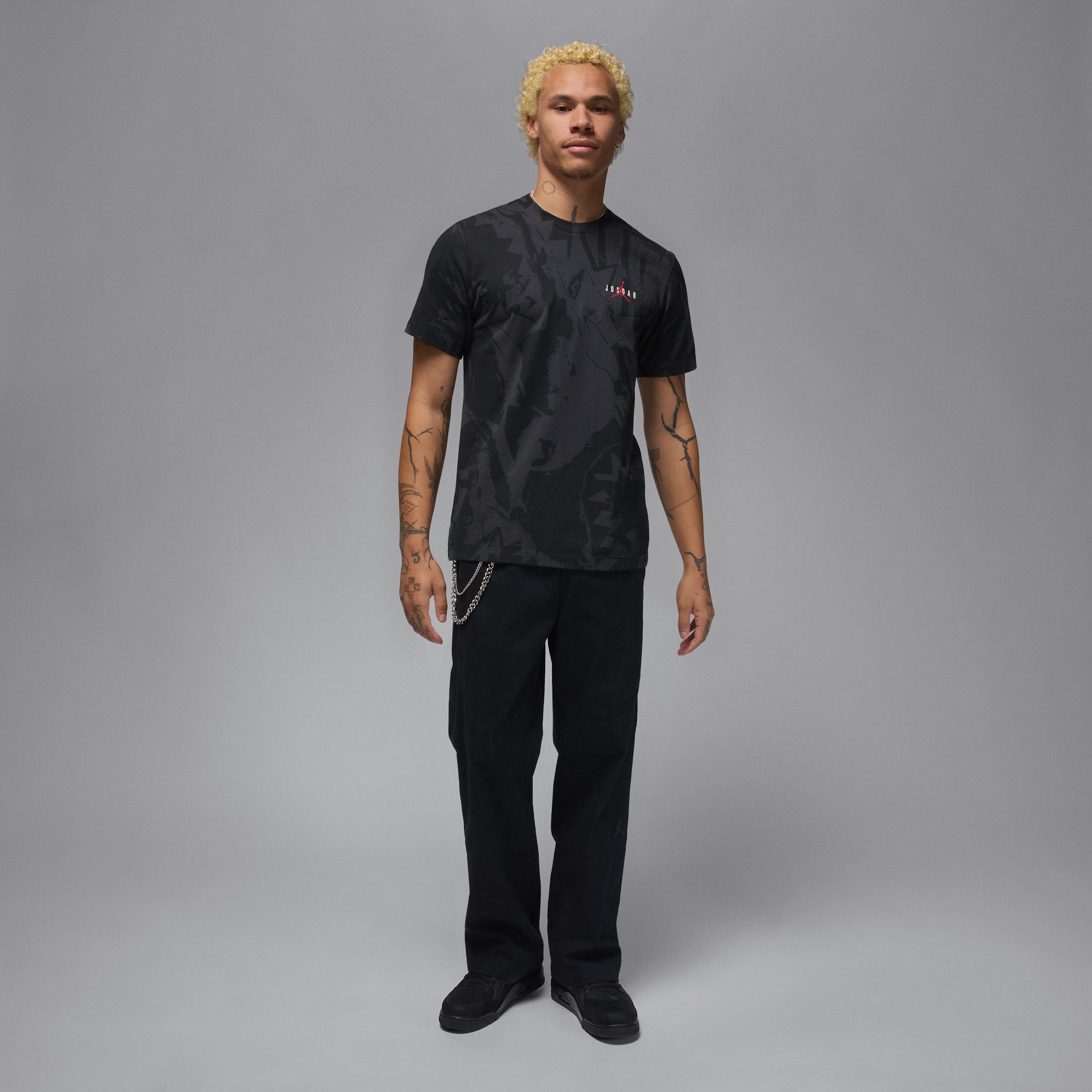 Jordan Mens Jordan Core Blank Short Sleeve Crew GEL ASW - Mens Off Noir/Gym Red/Medium Ash Product Image