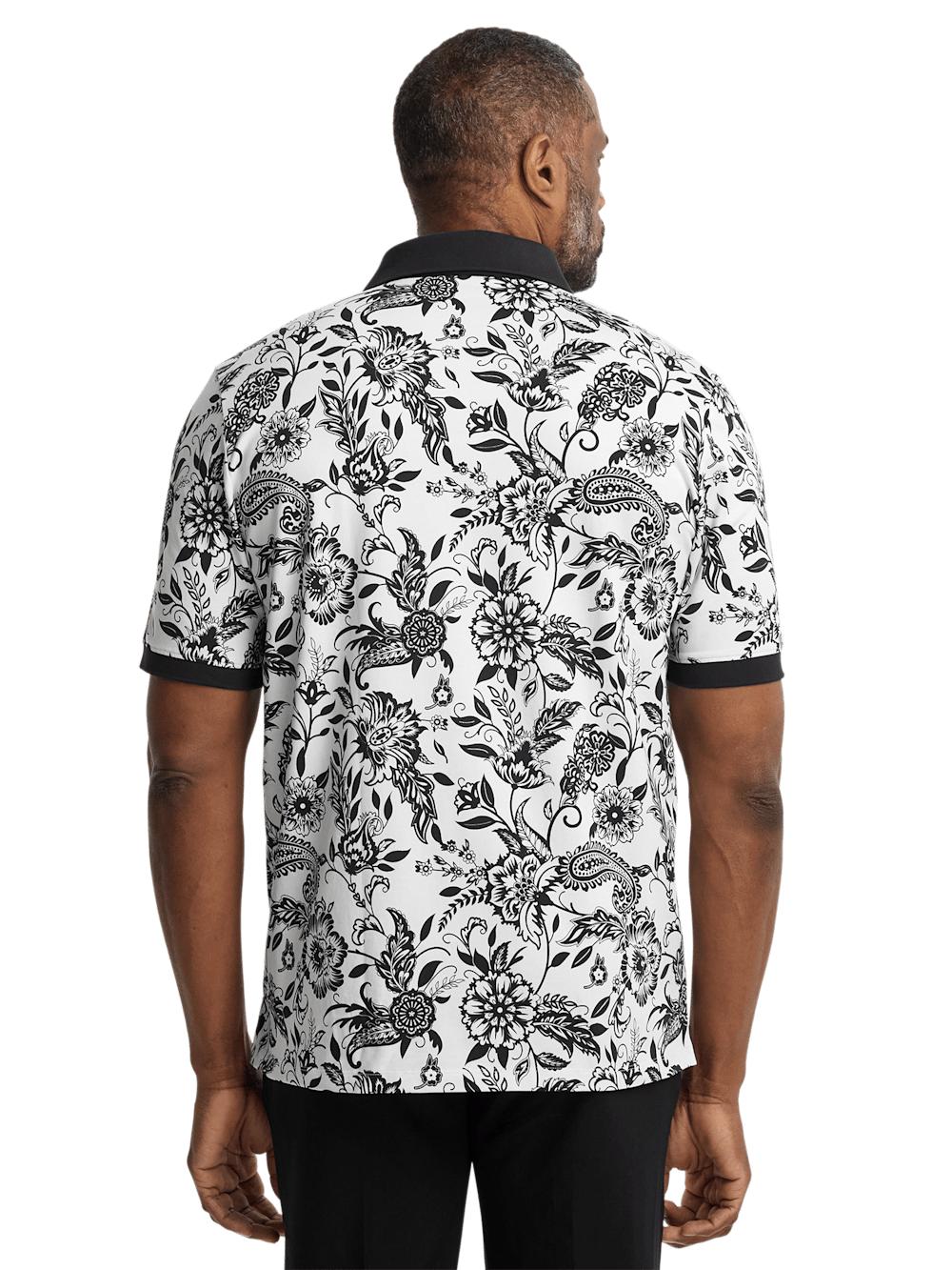 Cotton Blend Three Button Polo - Black/white Product Image