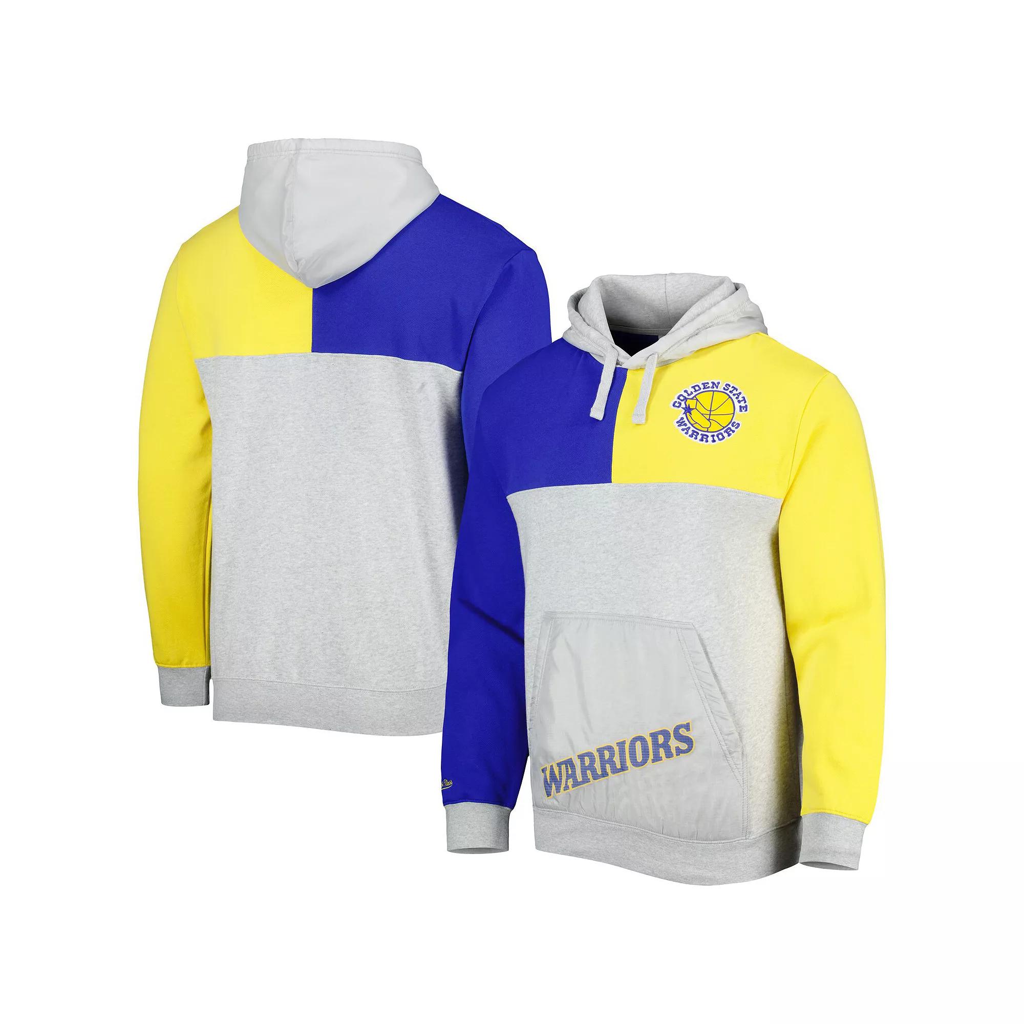 Men's Mitchell & Ness  Heather Gray Golden State Warriors Tie-Breaker Pullover Hoodie, Size: XL, Grey Product Image