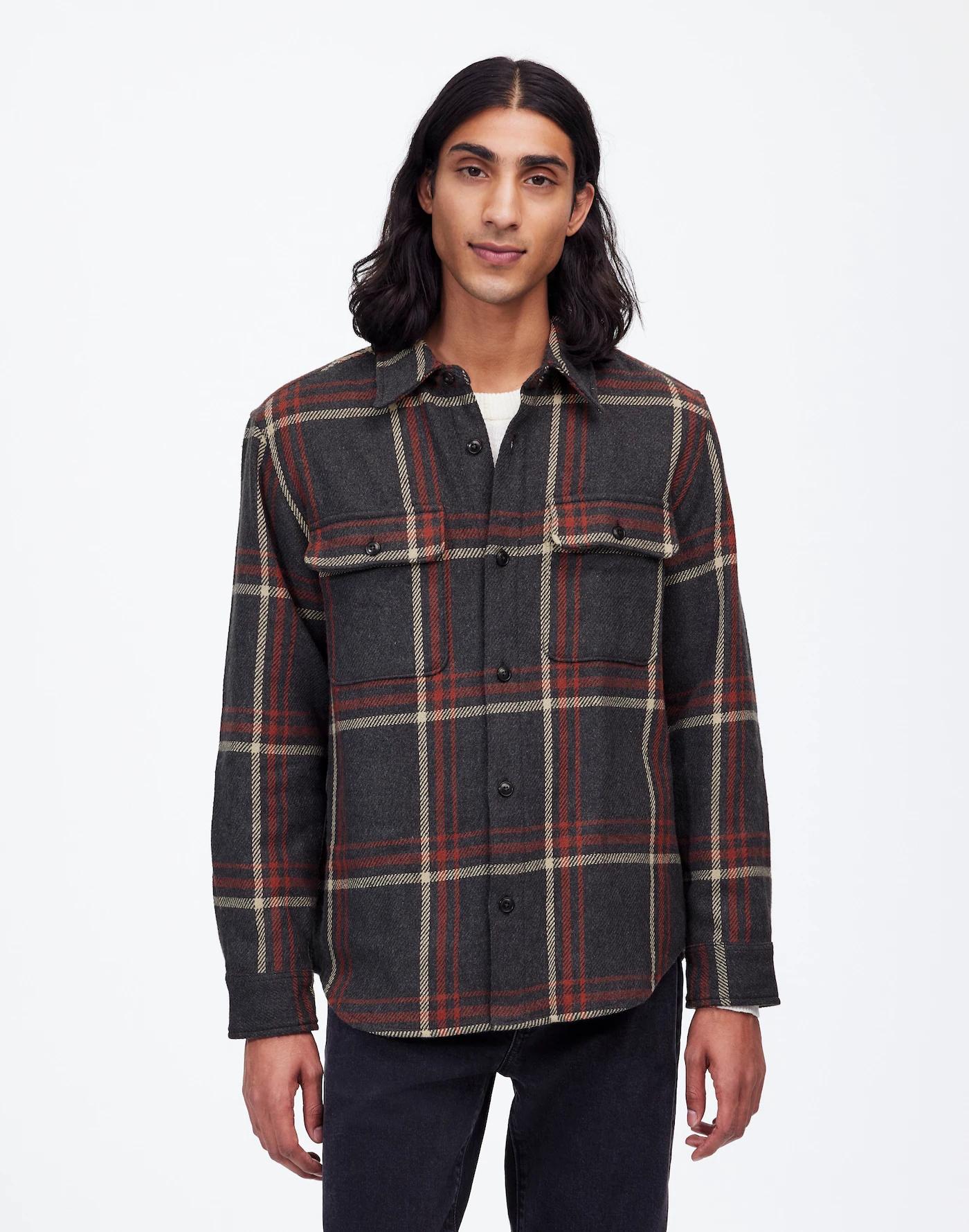 Brushed Easy Shirt-Jacket in Italian Fabric Product Image