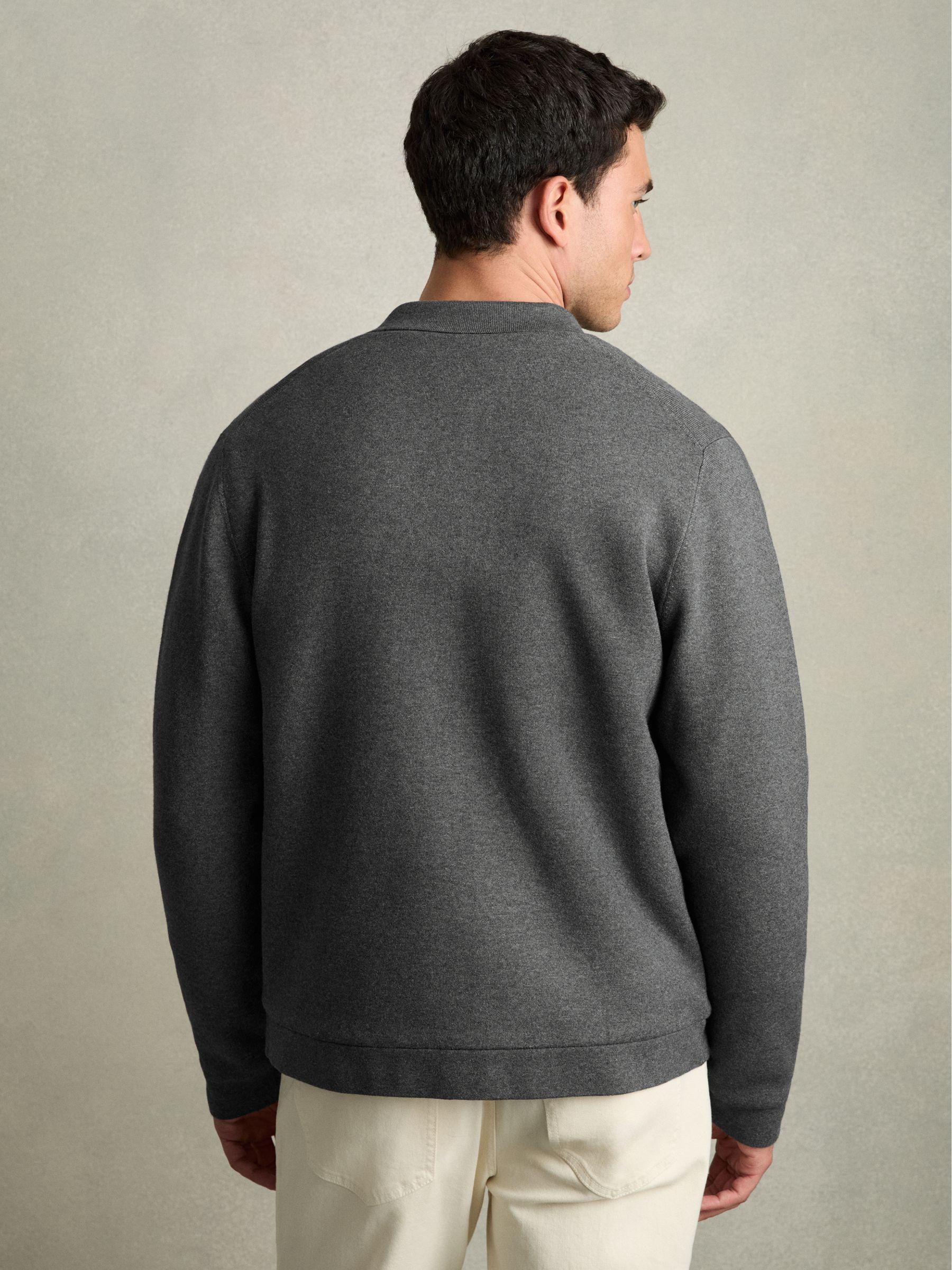 Fleece-Lined Button-Through Jacket in Mid Grey Melange Product Image