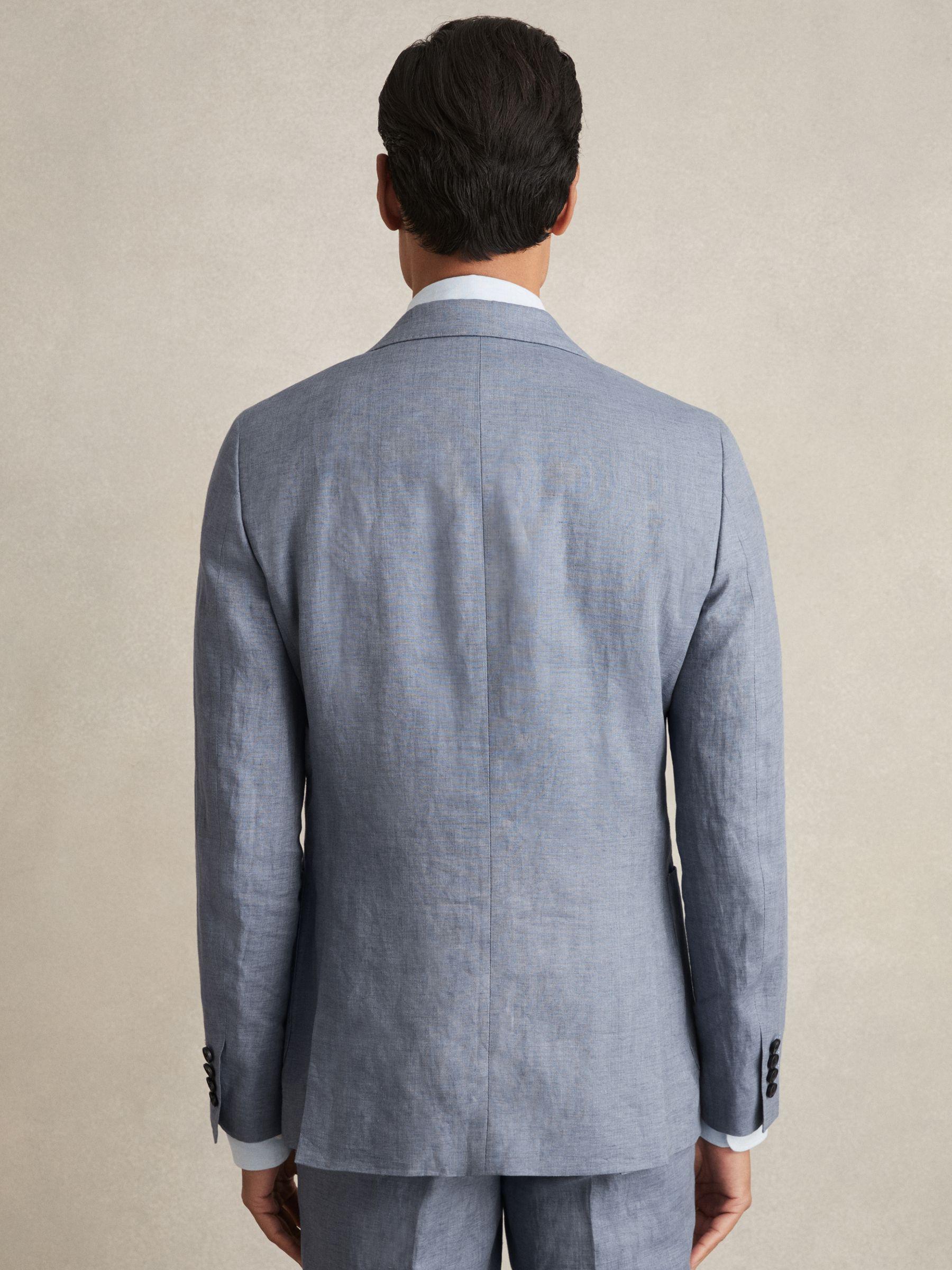 Regular-Fit Double-Breasted Sharkskin Wool-Blend Suit Blazer in Charcoal Grey Product Image