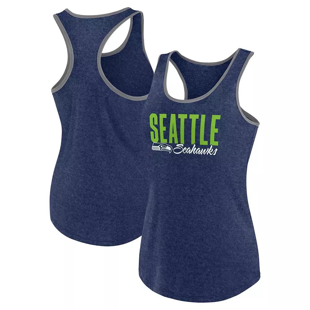Women's Fanatics Branded Heather College Navy Seattle Seahawks Plus Size Fuel Tank Top, Size: 2XL, Blue Product Image