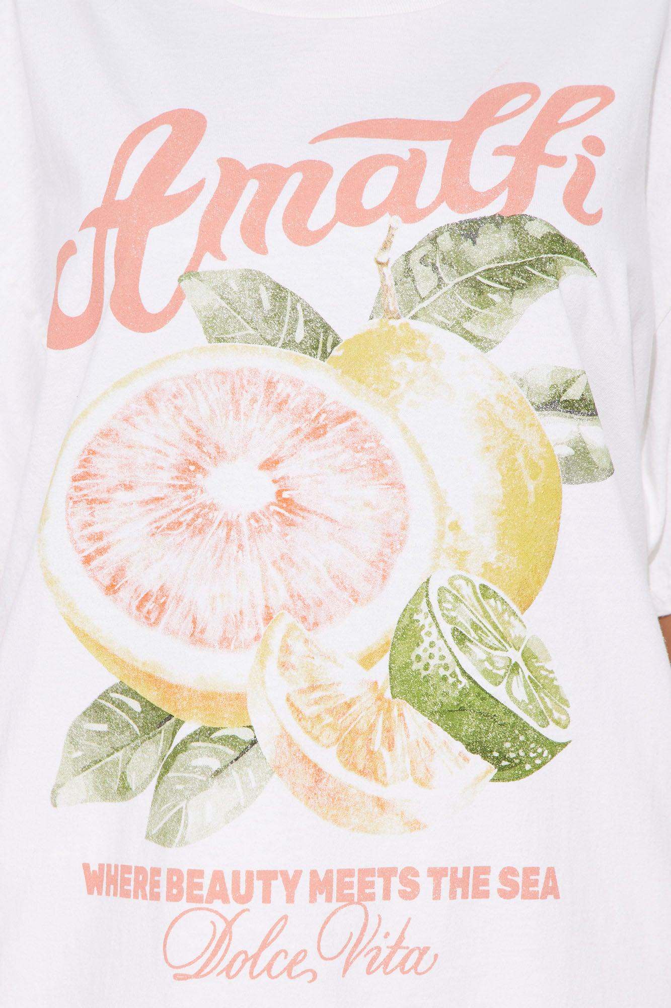 Amalfi Summer Washed Oversized Tee - Natural Product Image