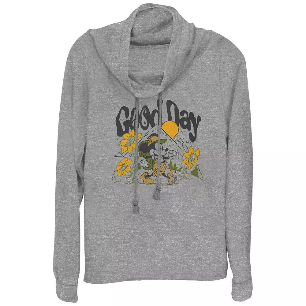 Disney's Mickey Mouse Good Day Plus Size Cowlneck Graphic Lightweight Long Sleeve, Women's, Size: 1XL, Gray Grey Product Image