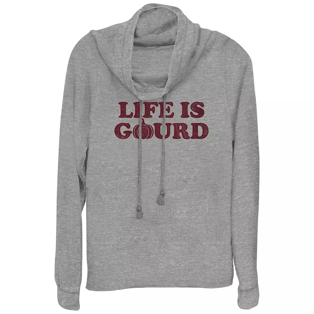 Women's Life Is Gourd Cowlneck Graphic Lightweight Long Sleeve,  Product Image