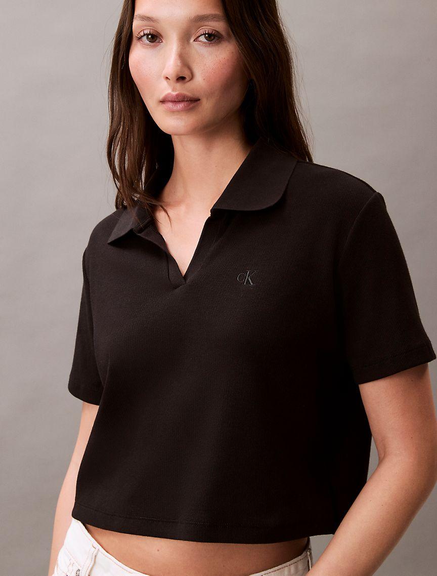 Cotton Contour Rib Polo Tee Product Image