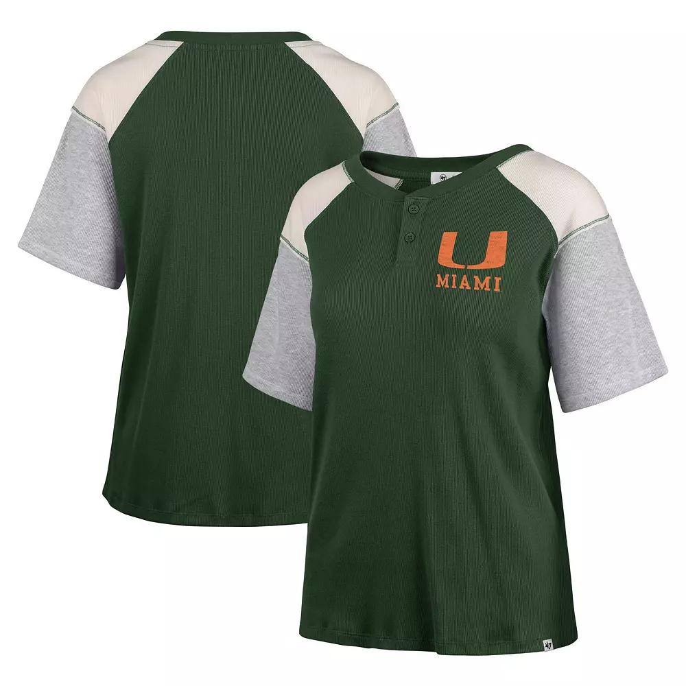 Women's '47 Green Michigan State Spartans Underline Harvey Colorblock Raglan Henley T-Shirt,  Product Image