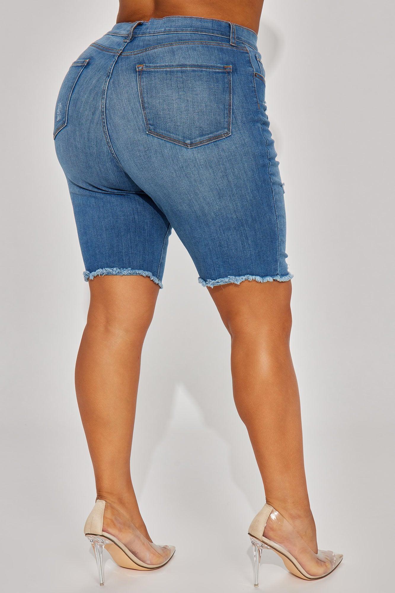 Tight Squeeze Lux Stretch Denim Bermuda Shorts - Medium Wash Product Image