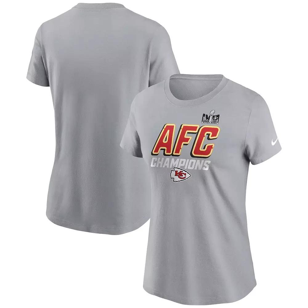Women's Nike Gray Kansas City Chiefs 2023 AFC Champions Iconic T-Shirt, Size: 2XL, Grey Product Image