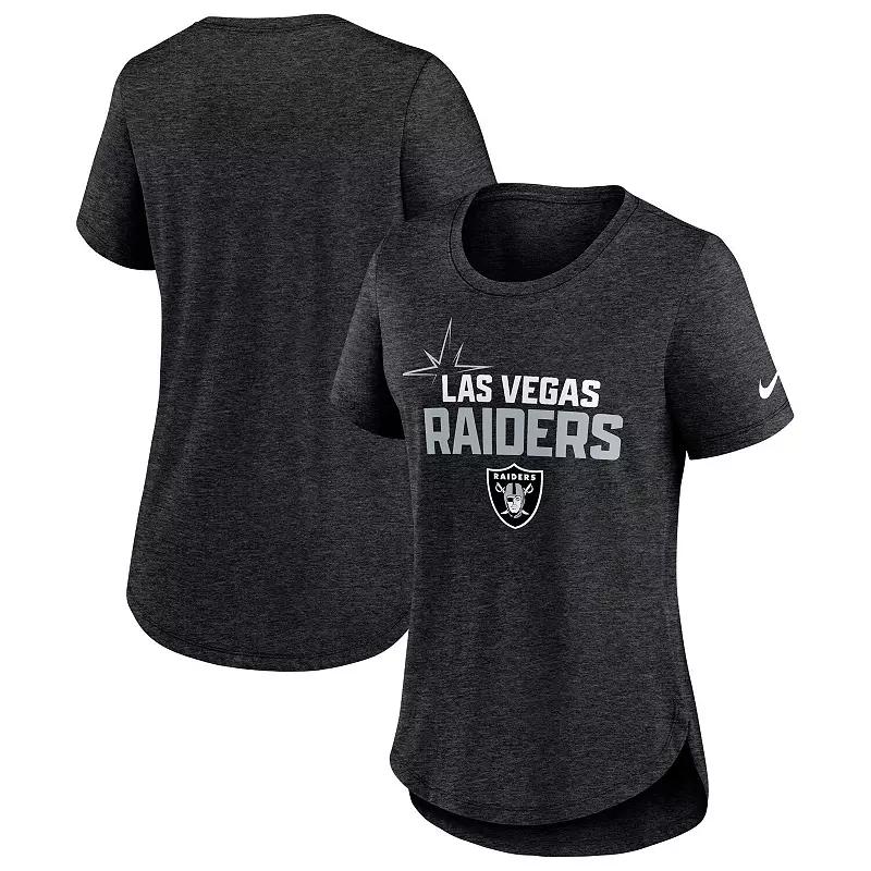 Women's Nike Heather Black Las Vegas Raiders Local Fashion Tri-Blend T-Shirt,  Product Image