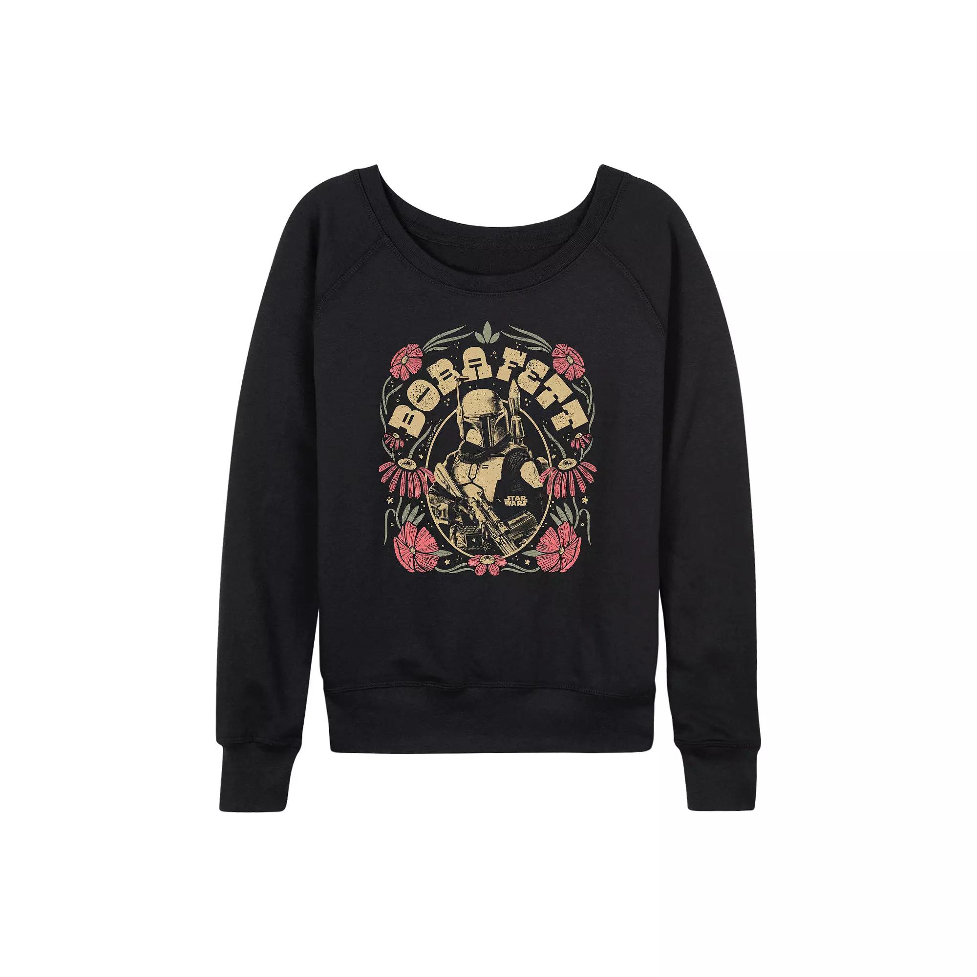 Women's Star Wars Boba Fett Floral French Terry Long Sleeve Tee,  Product Image