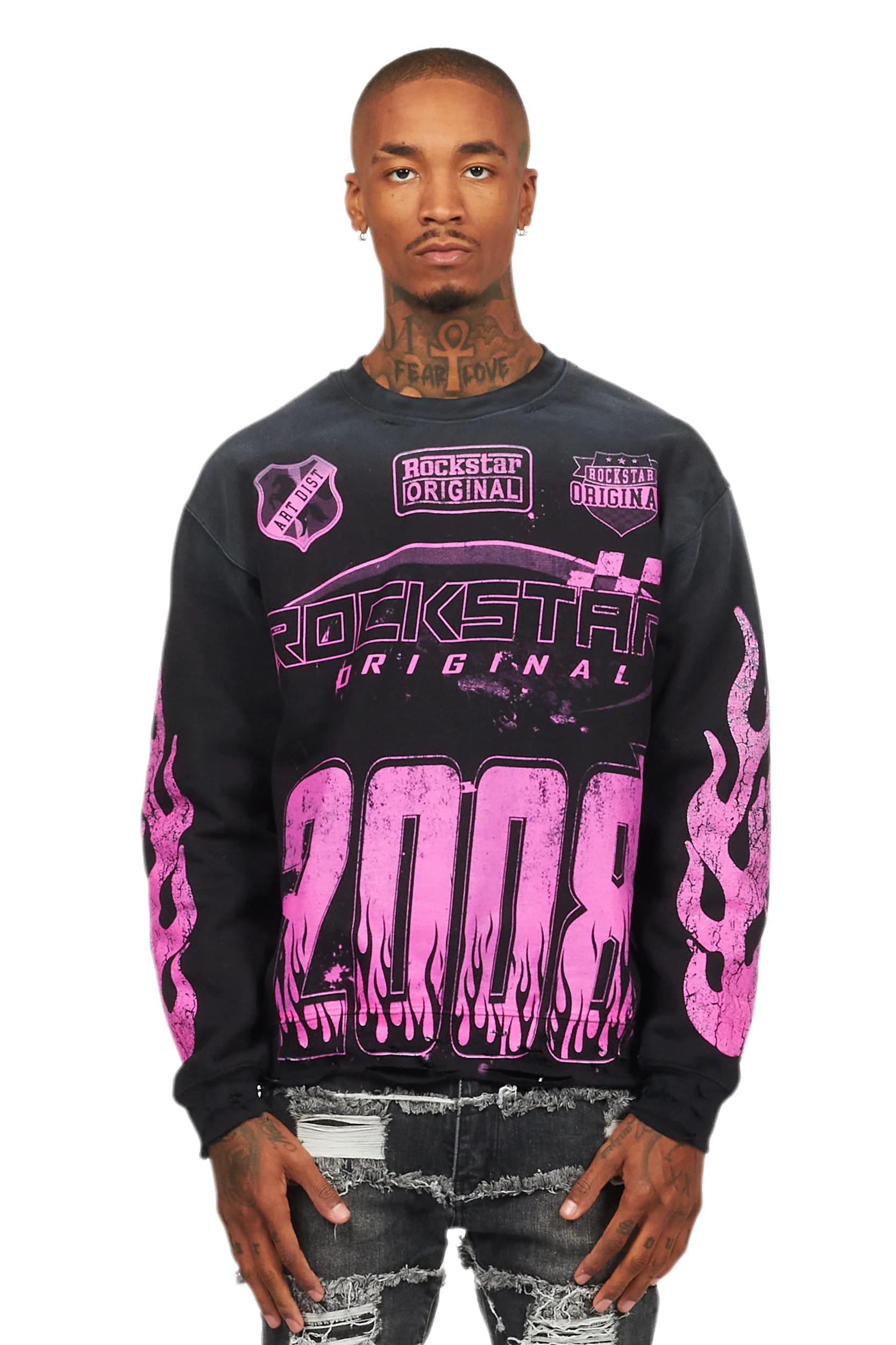 Amos Black/Pink Graphic Crewneck Male Product Image